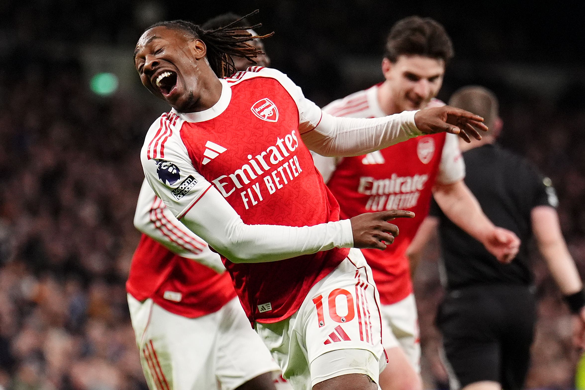 Eberechi Eze struck twice for Arsenal against Tottenham (John Walton/PA)