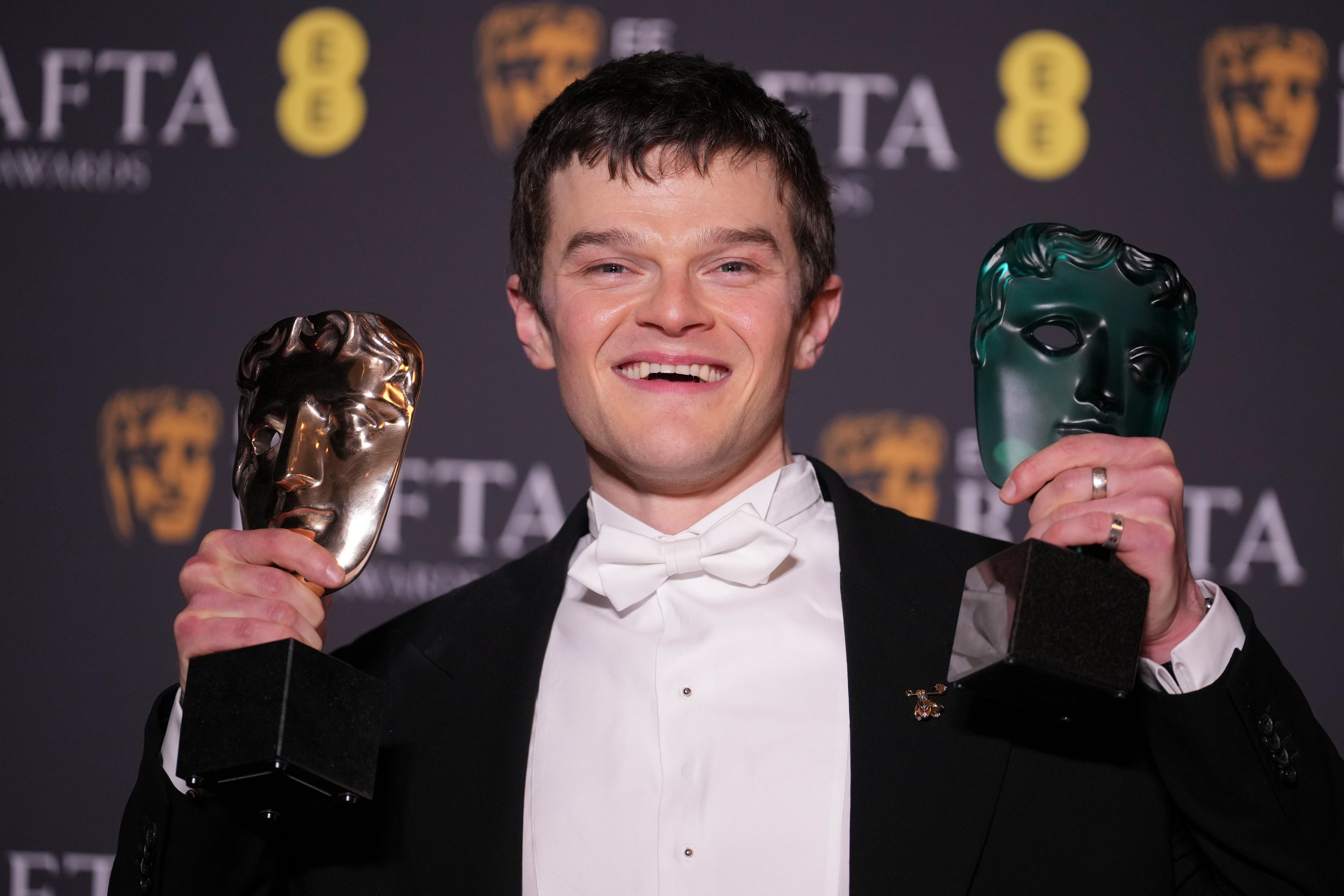 <p>Robert Aramayo won the award for leading actor for 'I Swear' at the 79th British Academy Film Awards</p>