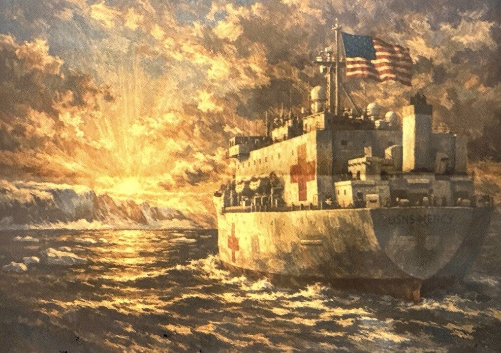 President Donald Trump's Truth Social announcement included an illustration of the USNS Mercy, one of two hospital ships operated by the US Navy