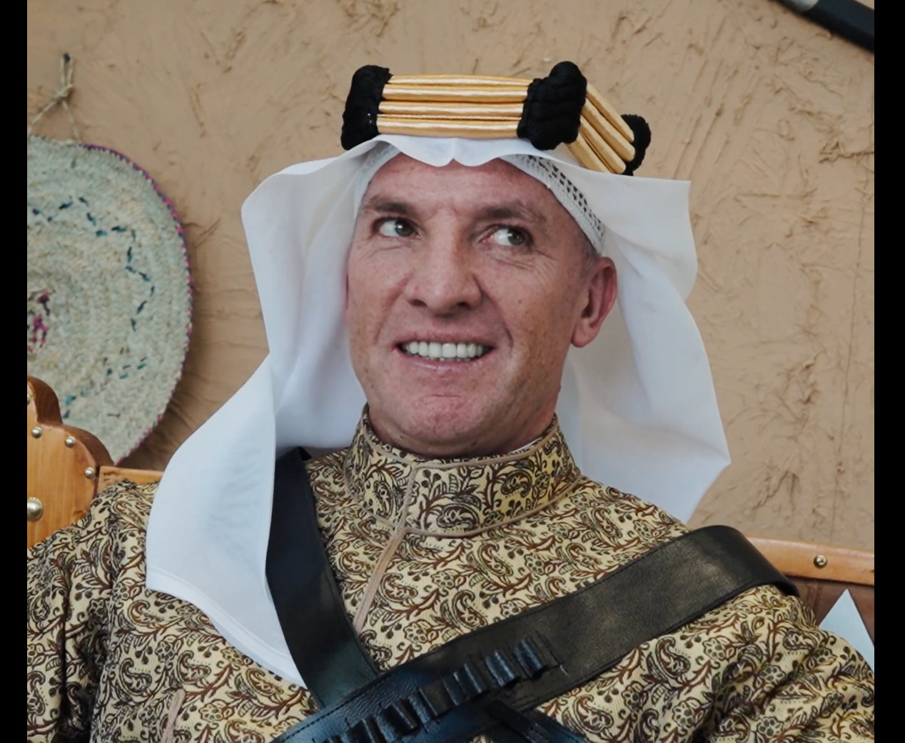 <p>Brendan Rodgers wearing traditional Saudi dress to celebrate Founding Day</p>