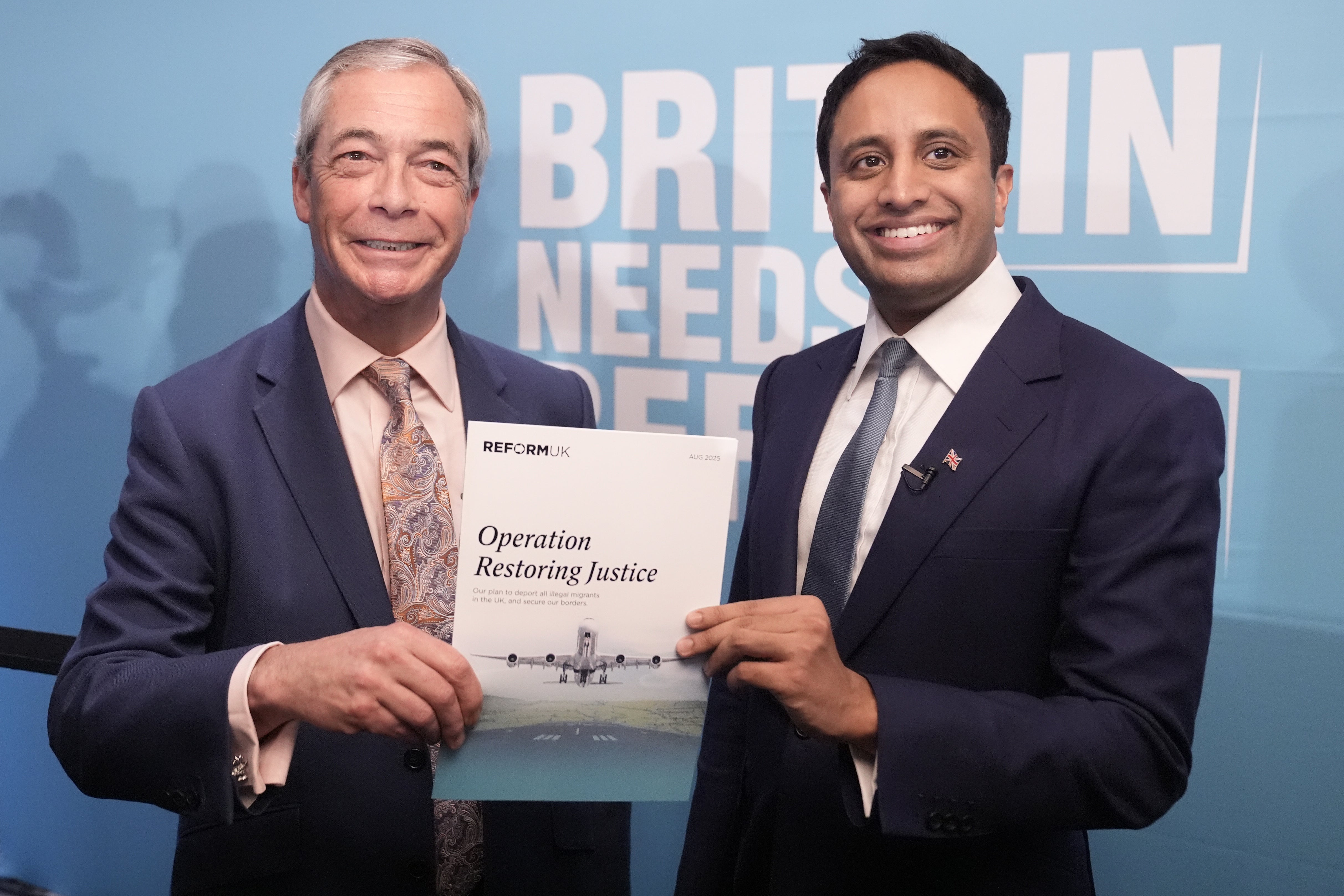 Party leader Nigel Farage joined Reform UK’s home affairs spokesperson Zia Yusuf in launching their party’s plan, Operation Restoring Justice, to deport all illegal migrants in the UK and securing the borders