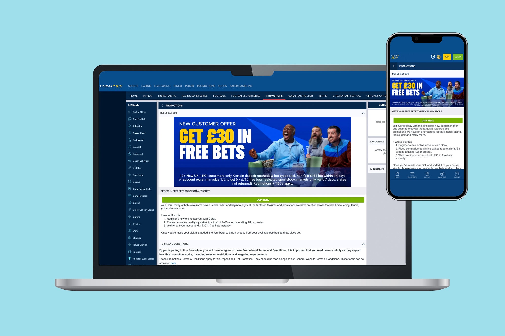 Coral rewards customers with £30 in free bets for betting just £5 online