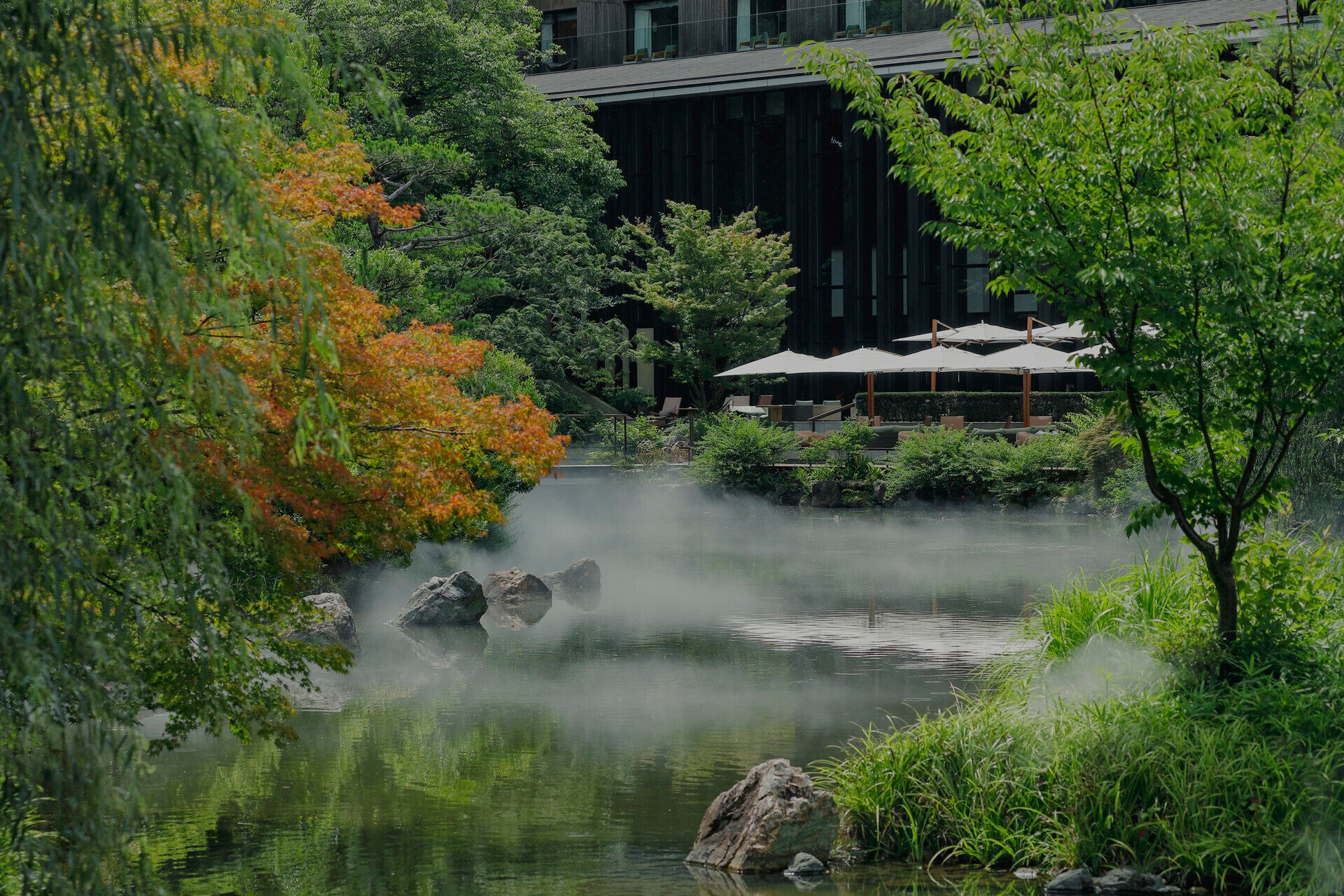 The hotel centres around a historic pond garden
