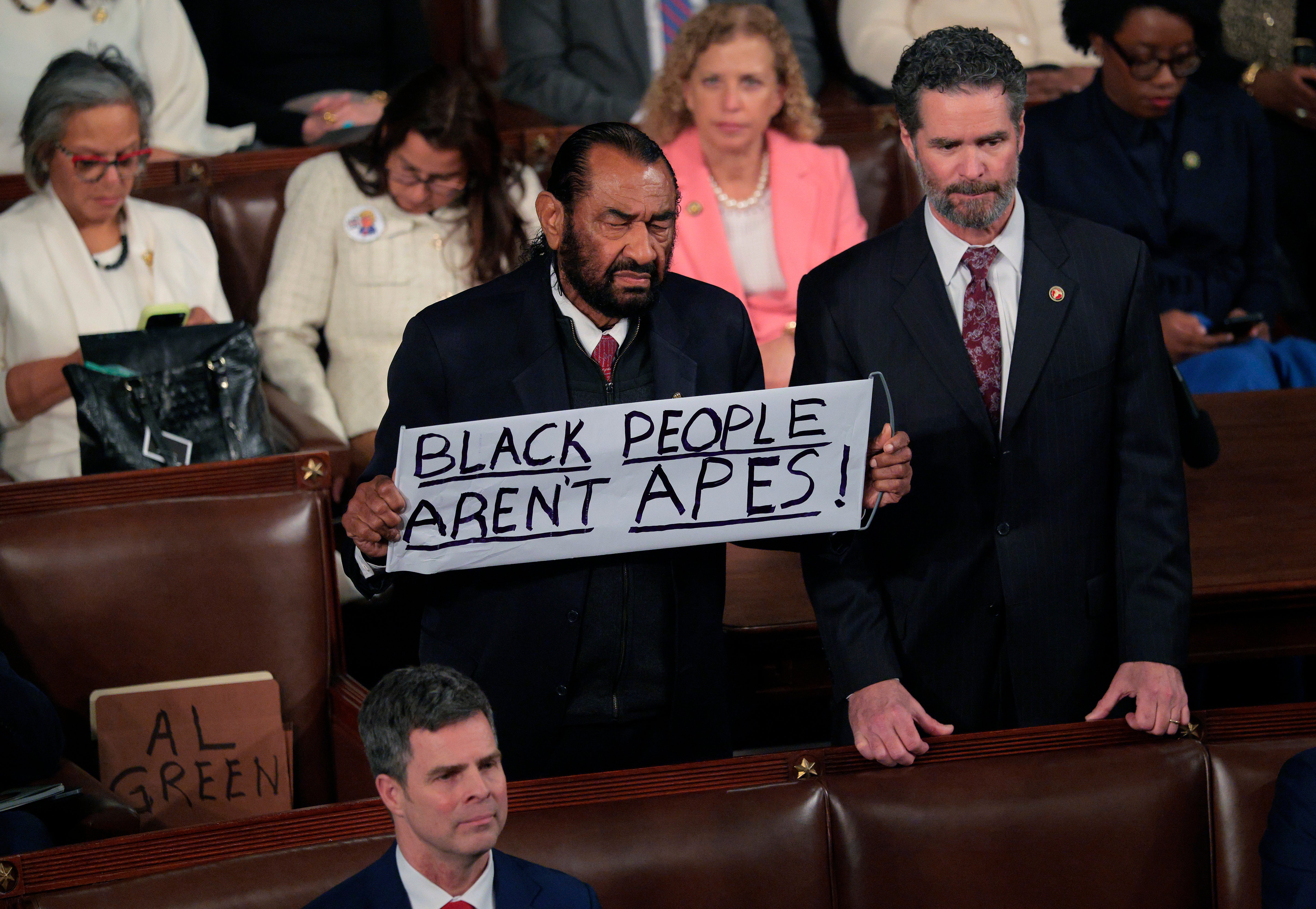 Rep. Al Green was ejected from the chamber just minutes into Trump’s speech