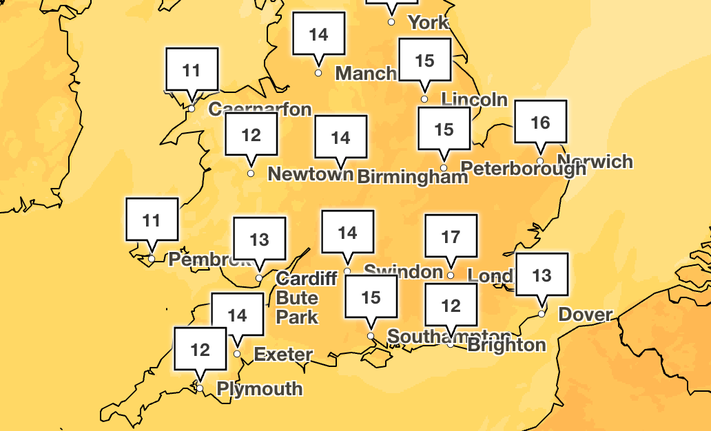 Temperatures will peak Wednesday afternoon