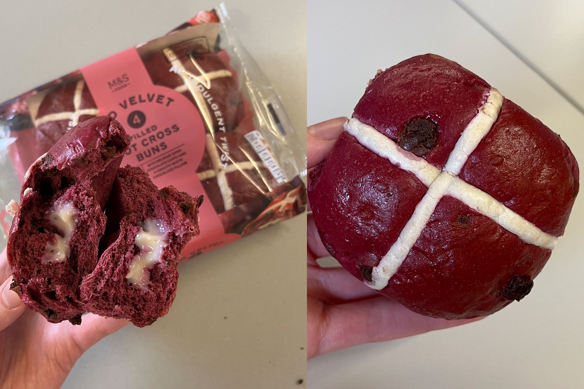 The filling oozes out on tearing the bun open