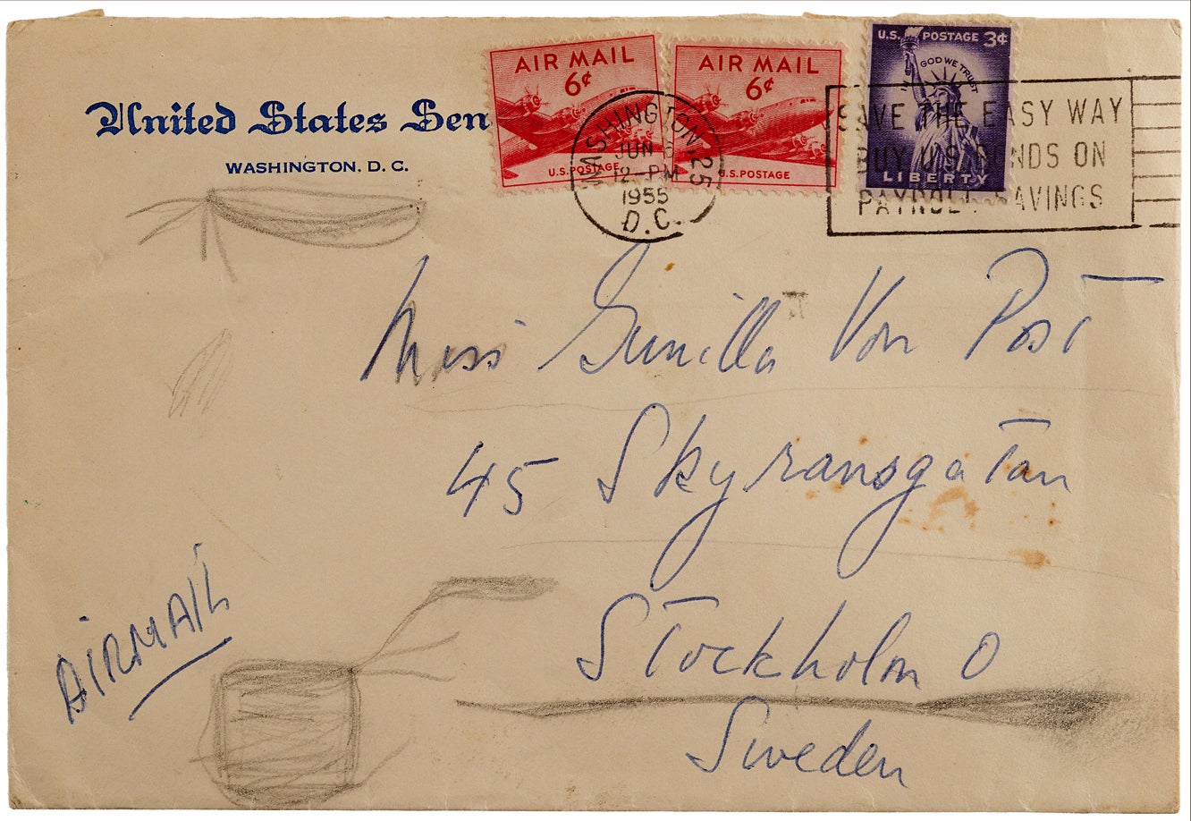 A letter from JFK to his Swedish mistress arranging a romantic rendezvous behind Jackie Kennedy's back has emerged 71 years later