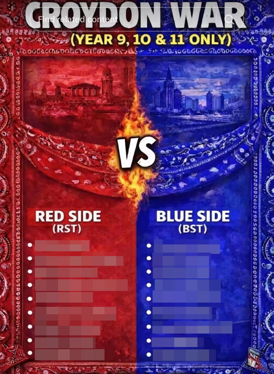 Graphics listing schools as 'red' or 'blue' are circulated on social media