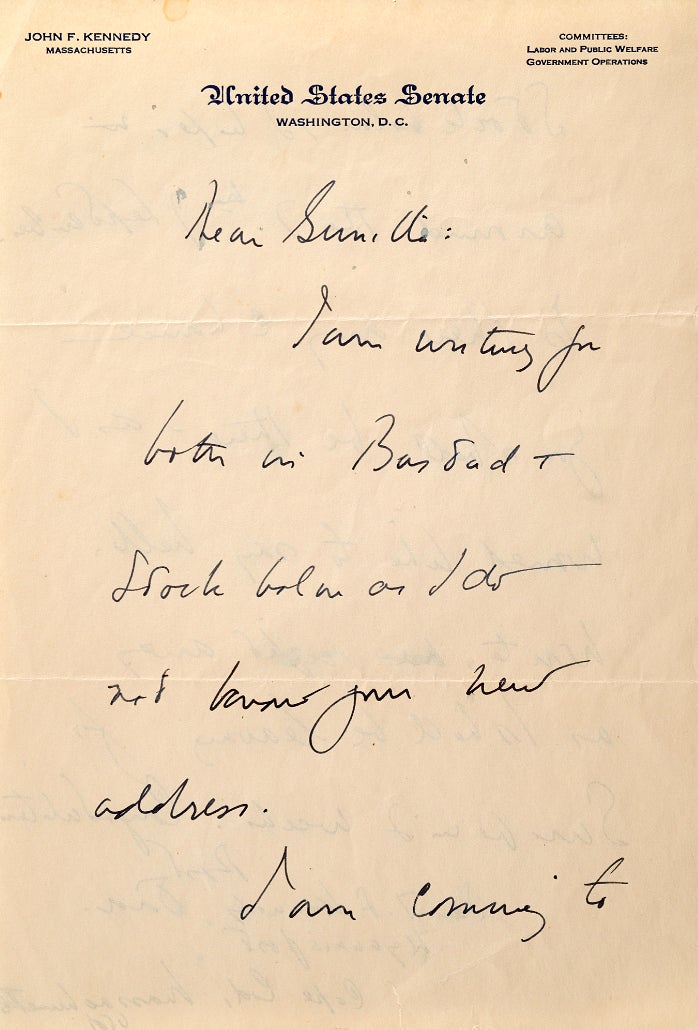 A hand-written, one page letter, signed Jack, has emerged for sale for $29,700