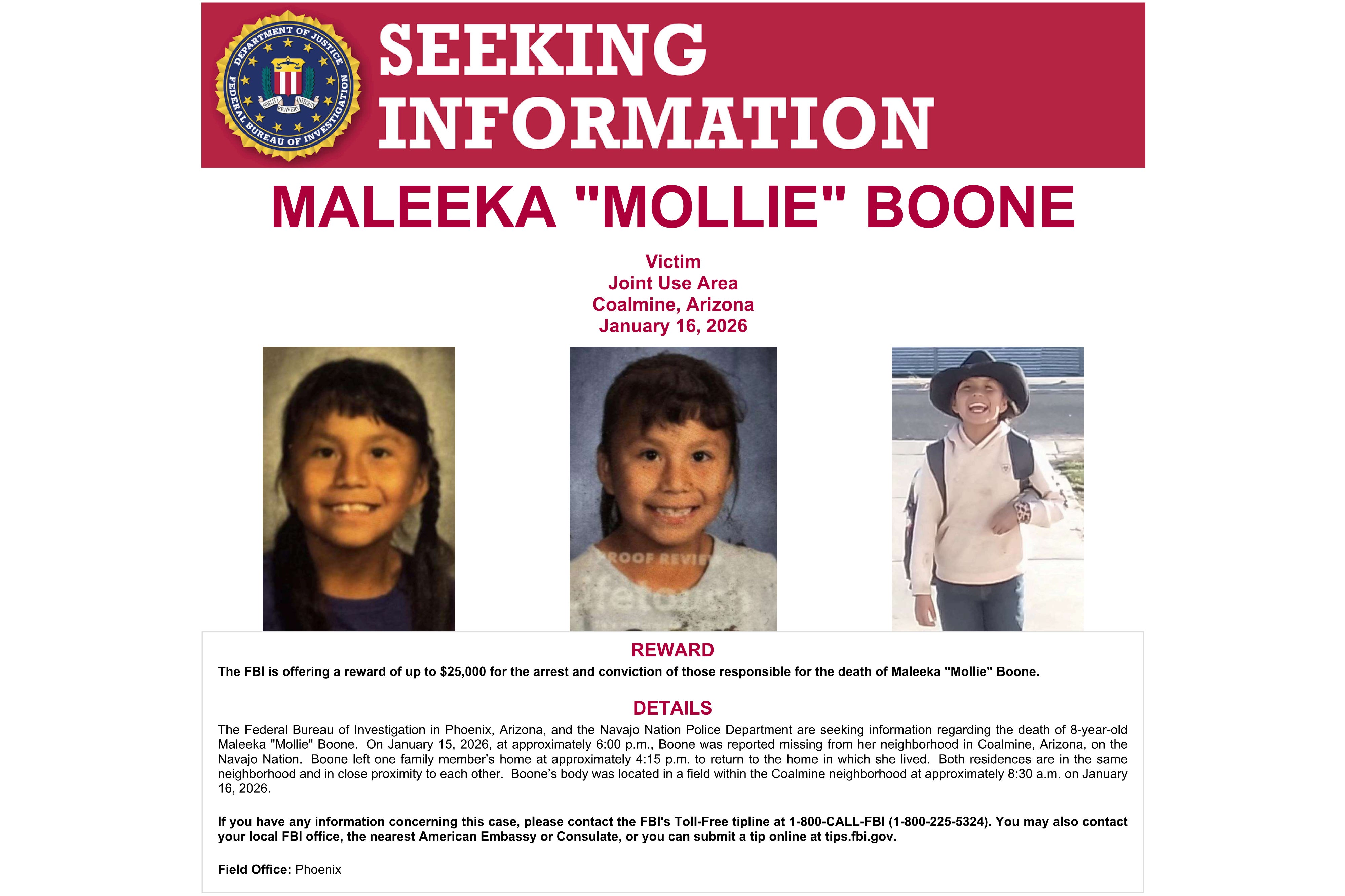 8-year-old whose body was found on tribal lands in Arizona was likely ...