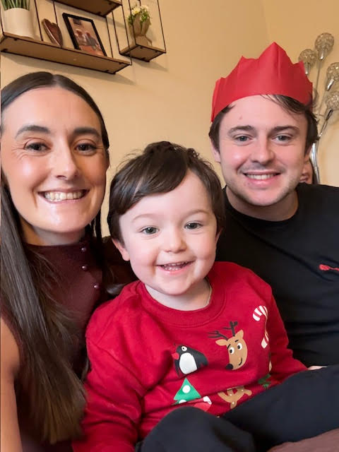 Ms Laing and her partner James Mills with their son, Max