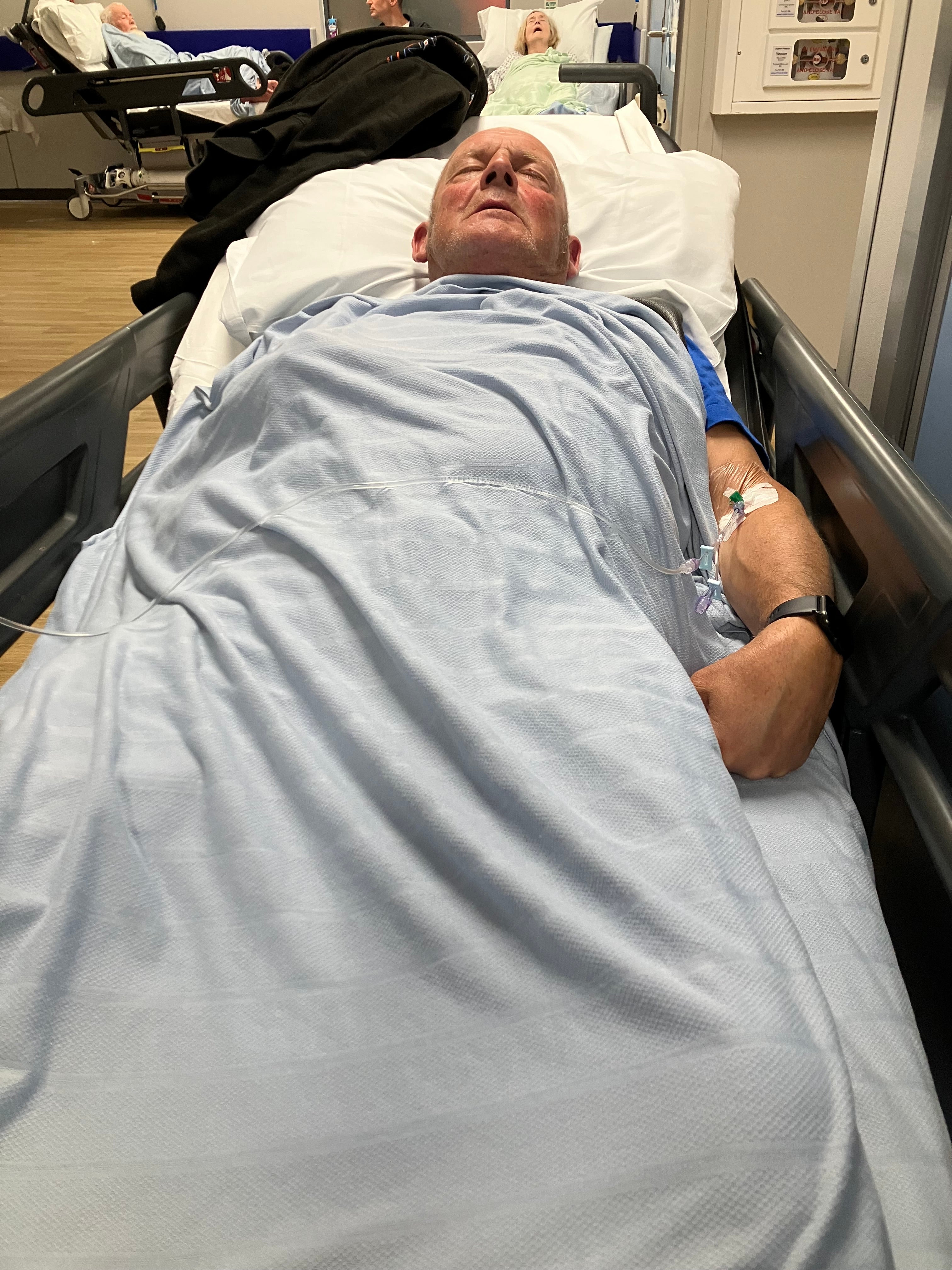 Tom Frith in Leighton Hospital A&E corridor