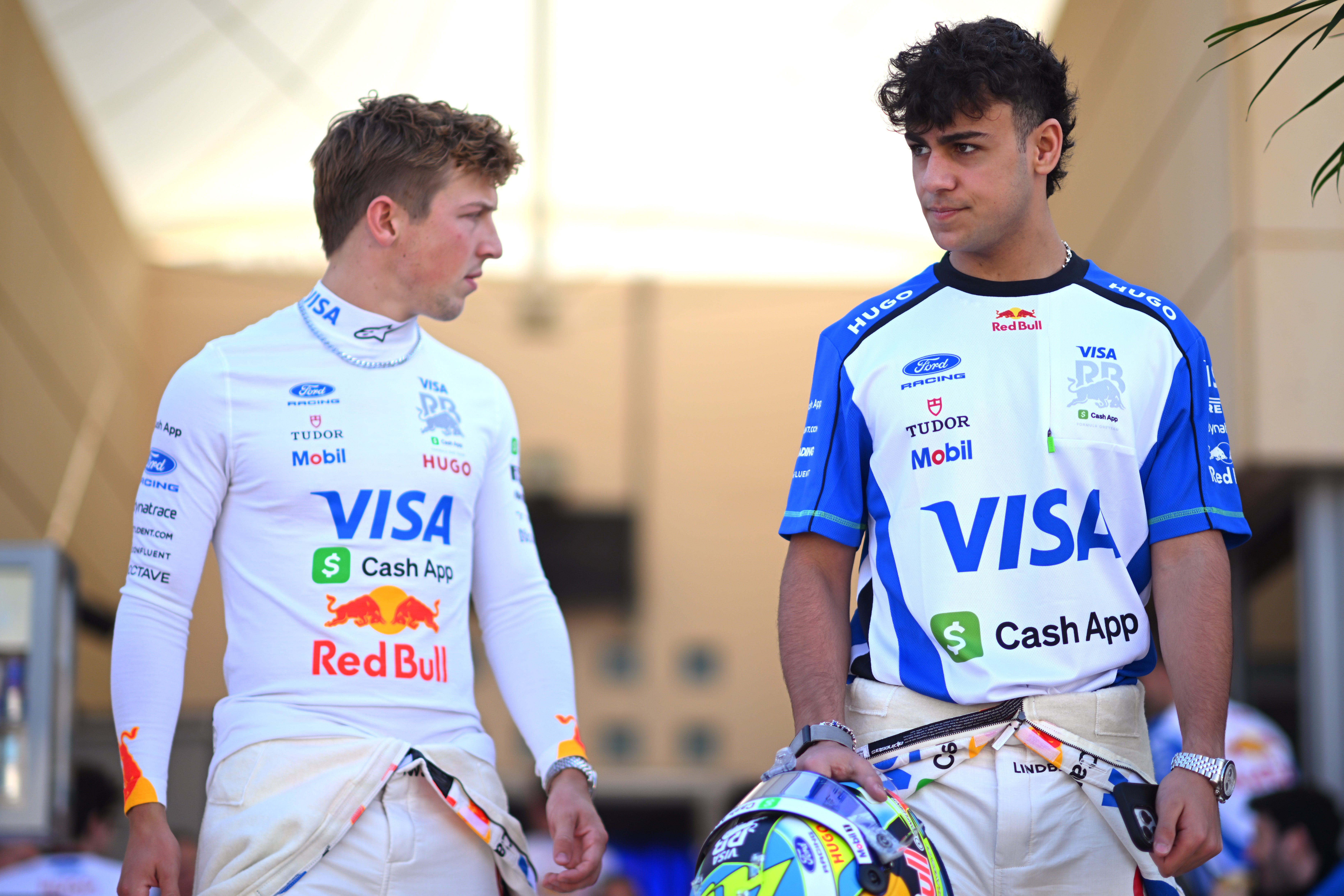 Lindblad is partnering Liam Lawson (left) at Red Bull's junior team this season