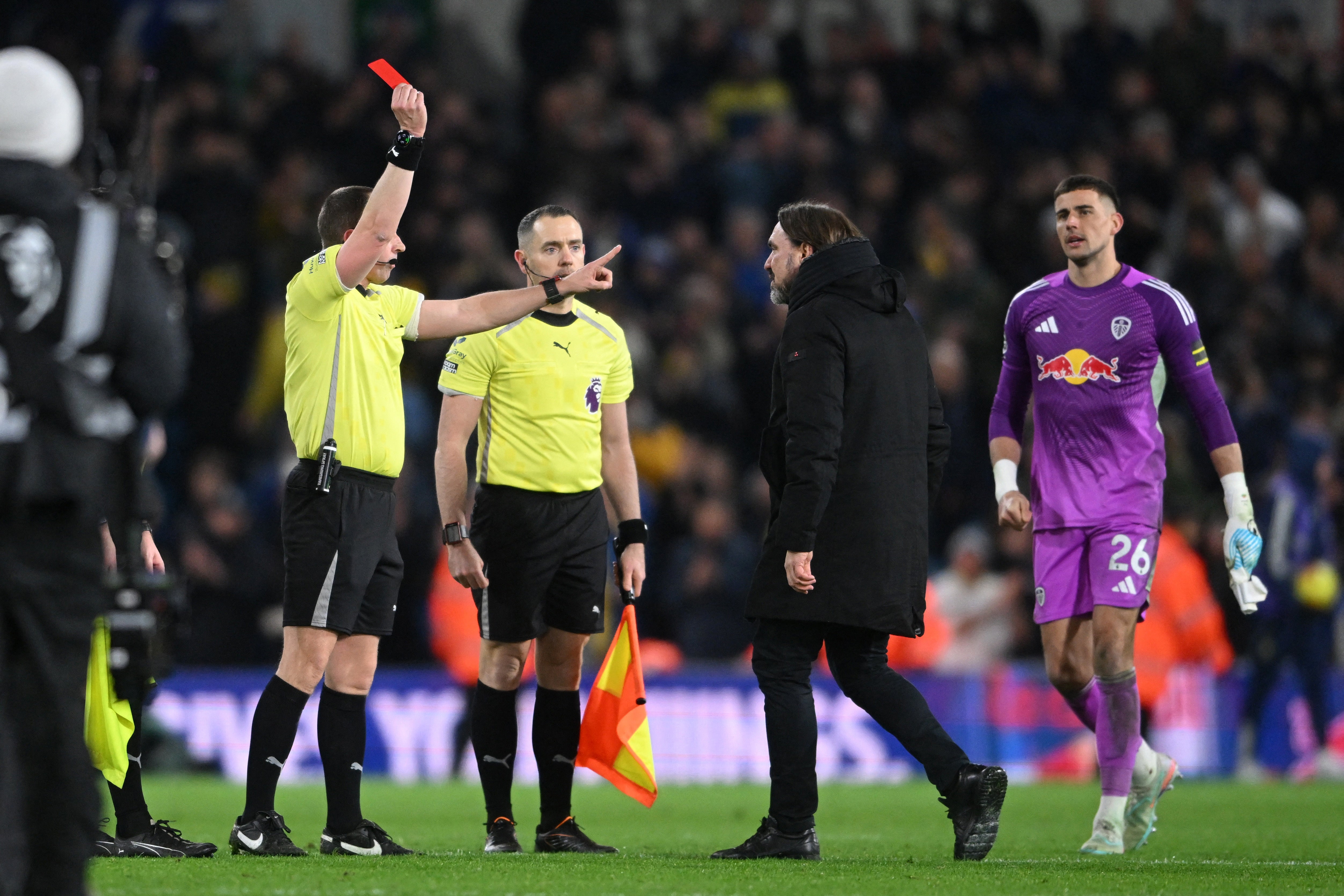 Daniel Farke was shown a red card by referee Peter Bankes
