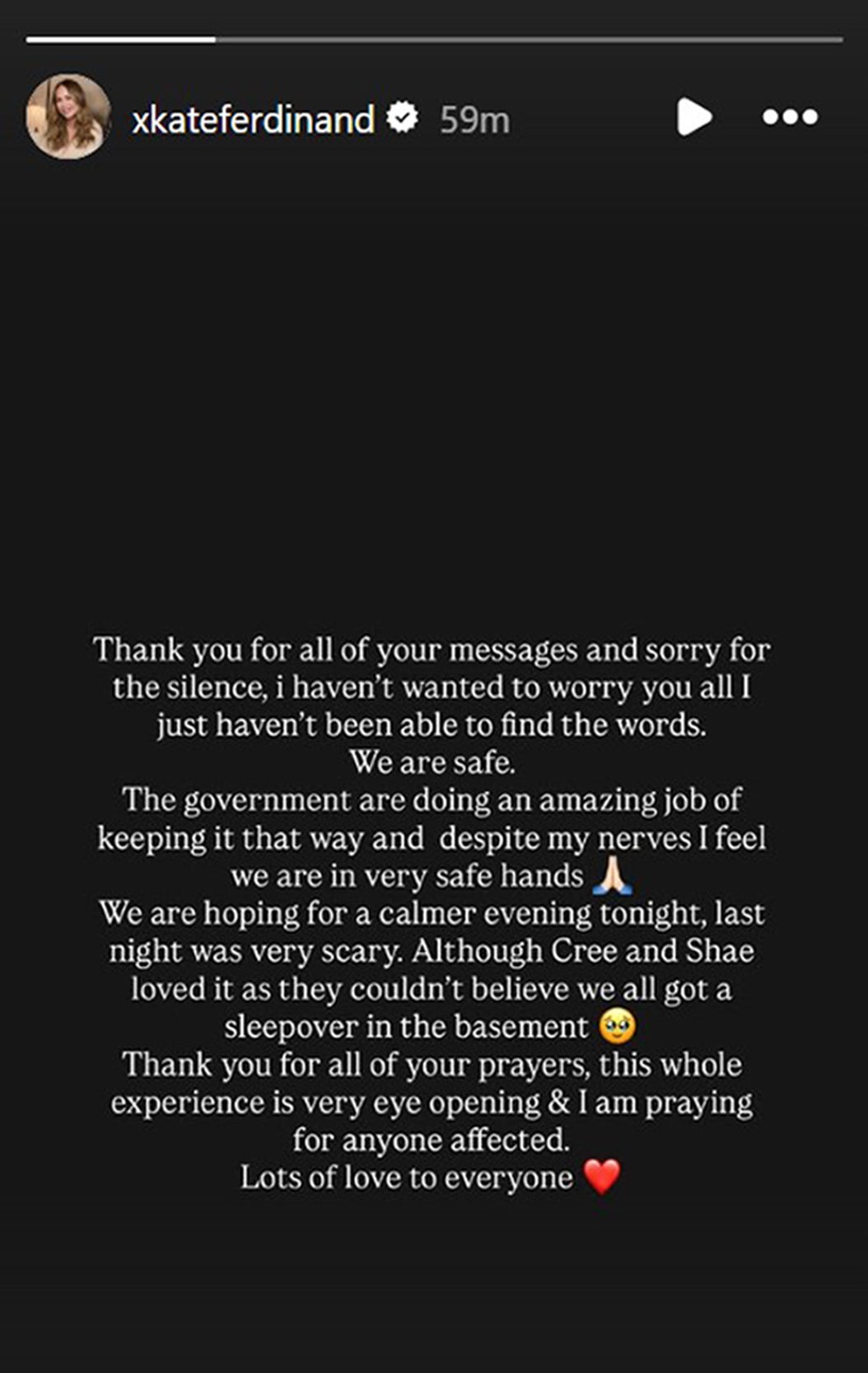 Screengrab taken from the Kate Ferdinand Instagram account.