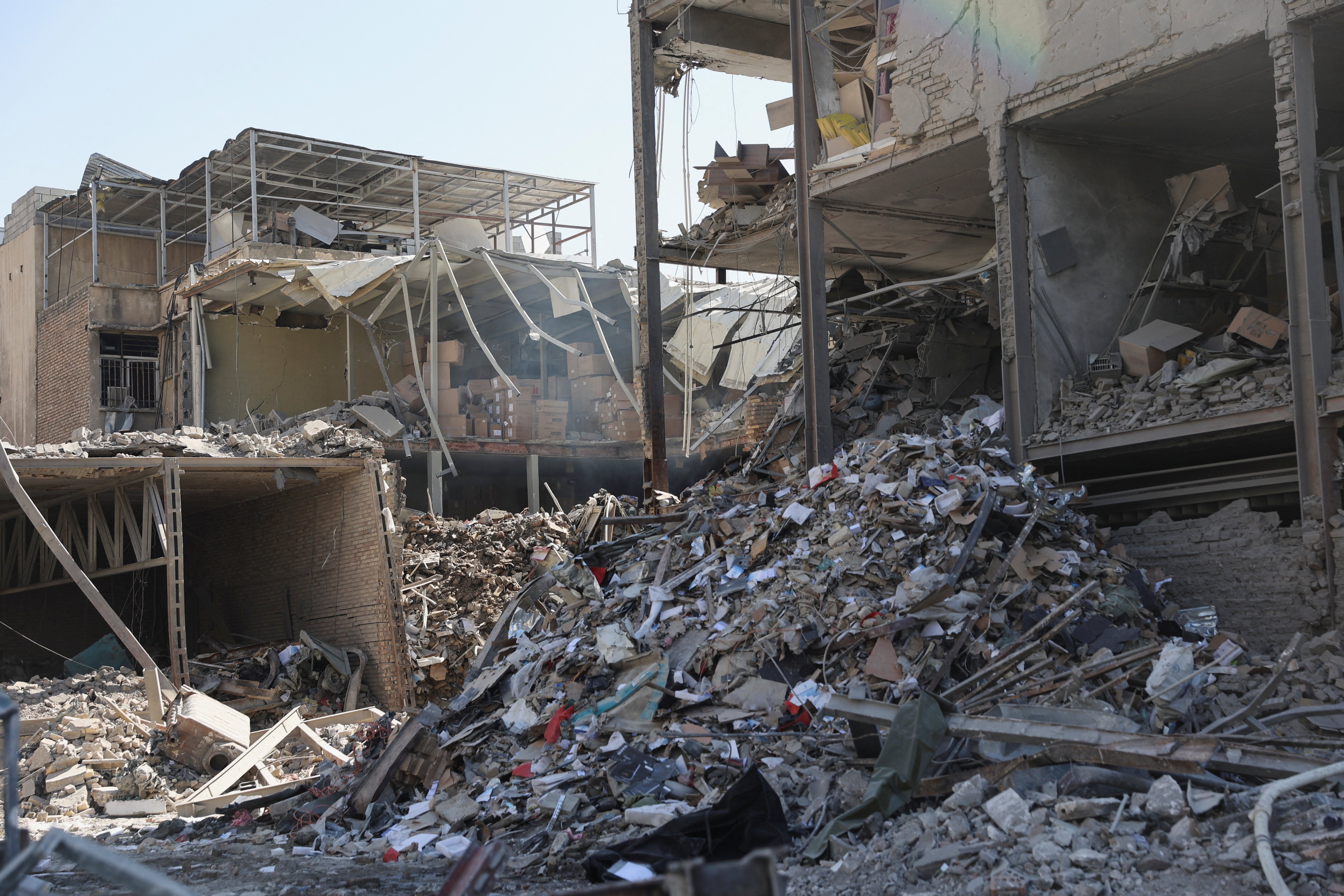 Debris lies scattered in the aftermath of an Israeli and U.S. strike on a police station, amid the U.S.-Israeli conflict with Iran, in Tehran