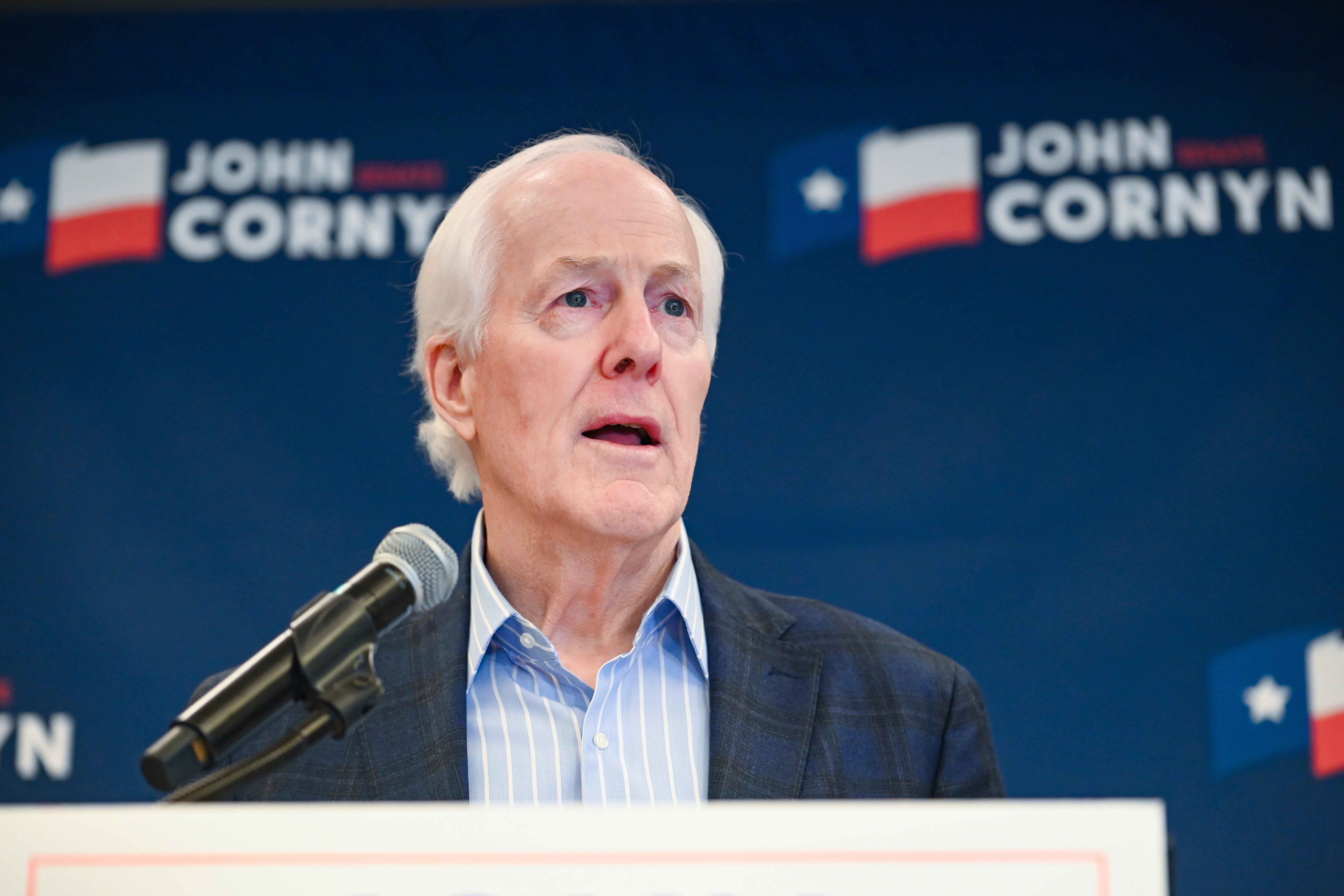 Texas Republican Sen. John Cornyn speaks to the media in Austin after last night’s result