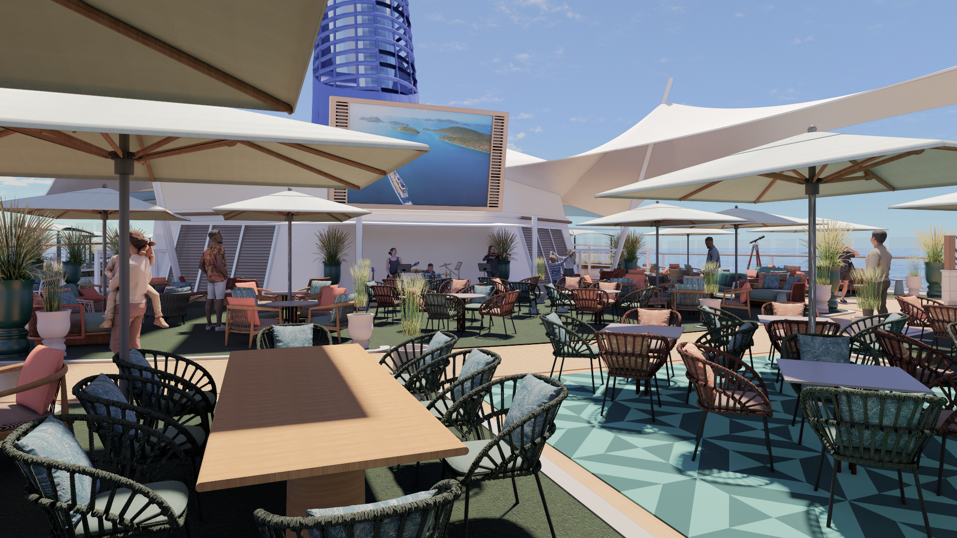 Guests can relax in Sunset Park aboard Celebrity Solstice