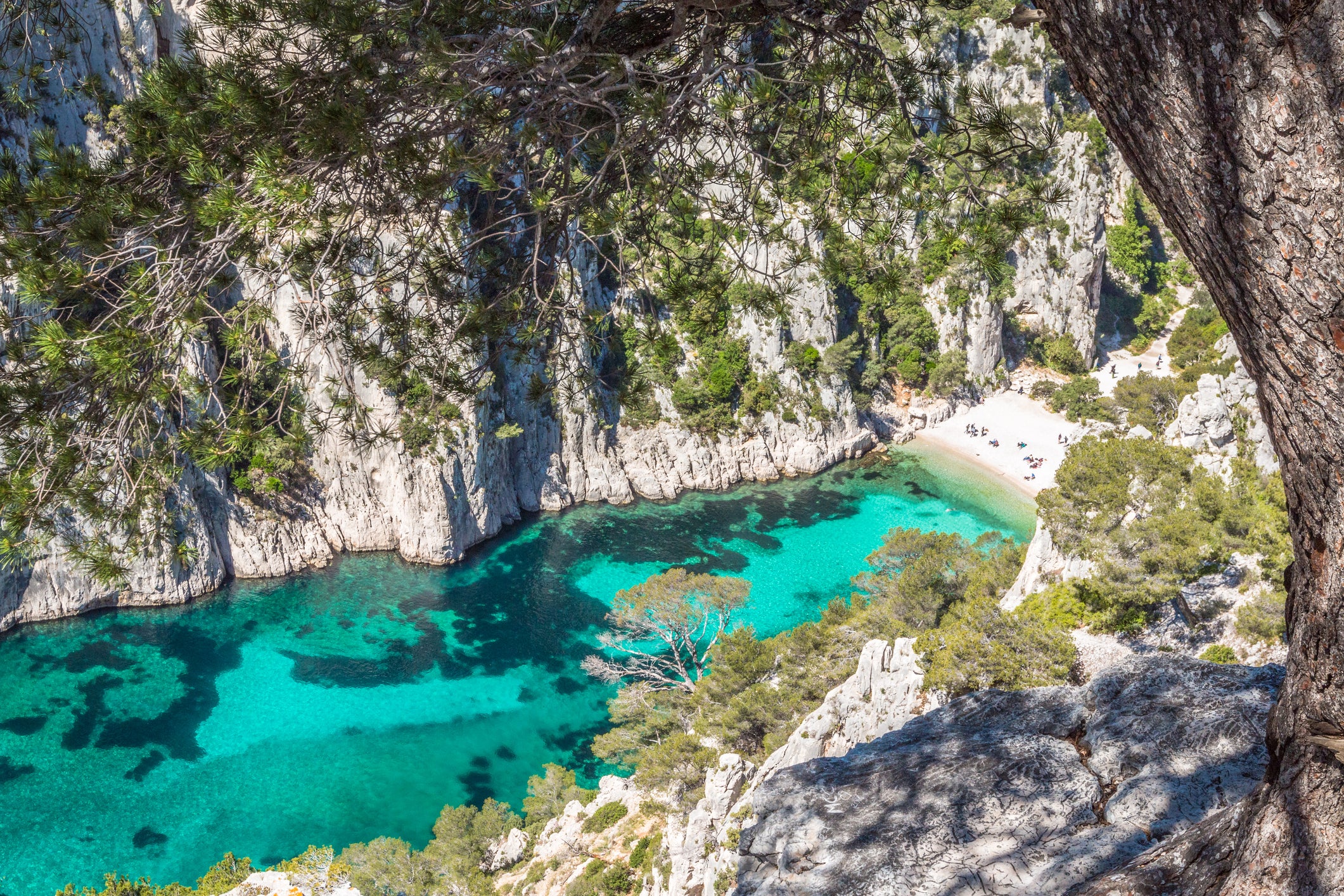 Calanques National Park contains 28 jaw-dropping limestone inlets. Pictured is Calanque d’En Vau, the most dramatic