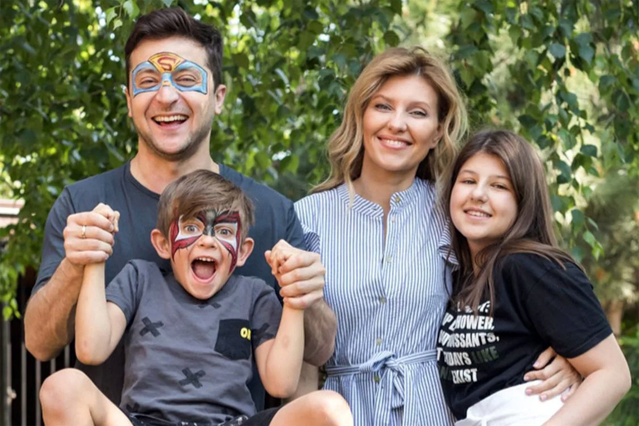 Volodymyr Zelensky with his wife and children, pictured before the Russian invasion