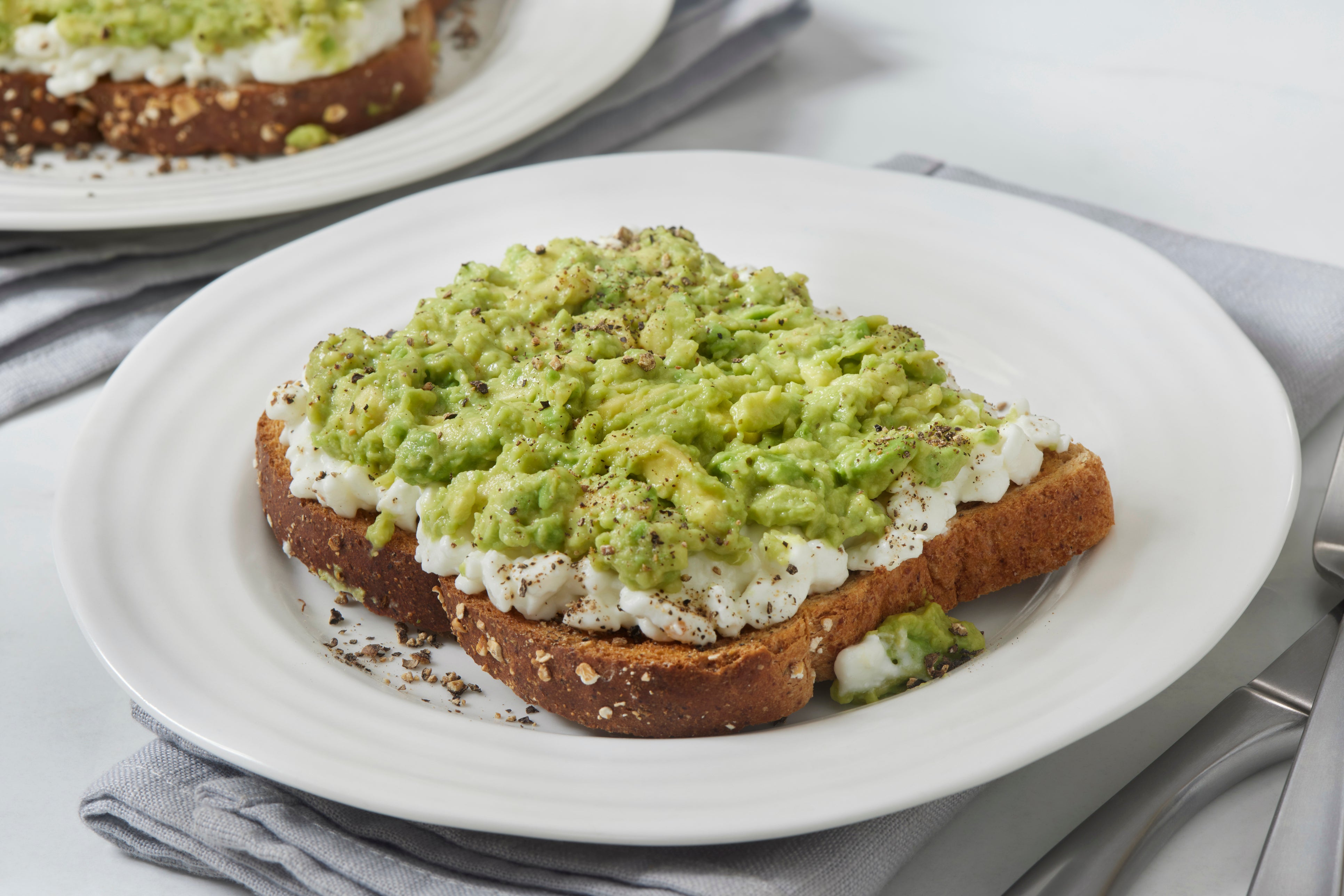 Cottage cheese and avocado on toast is a simple way to add protein, calcium and healthy fats to a meal