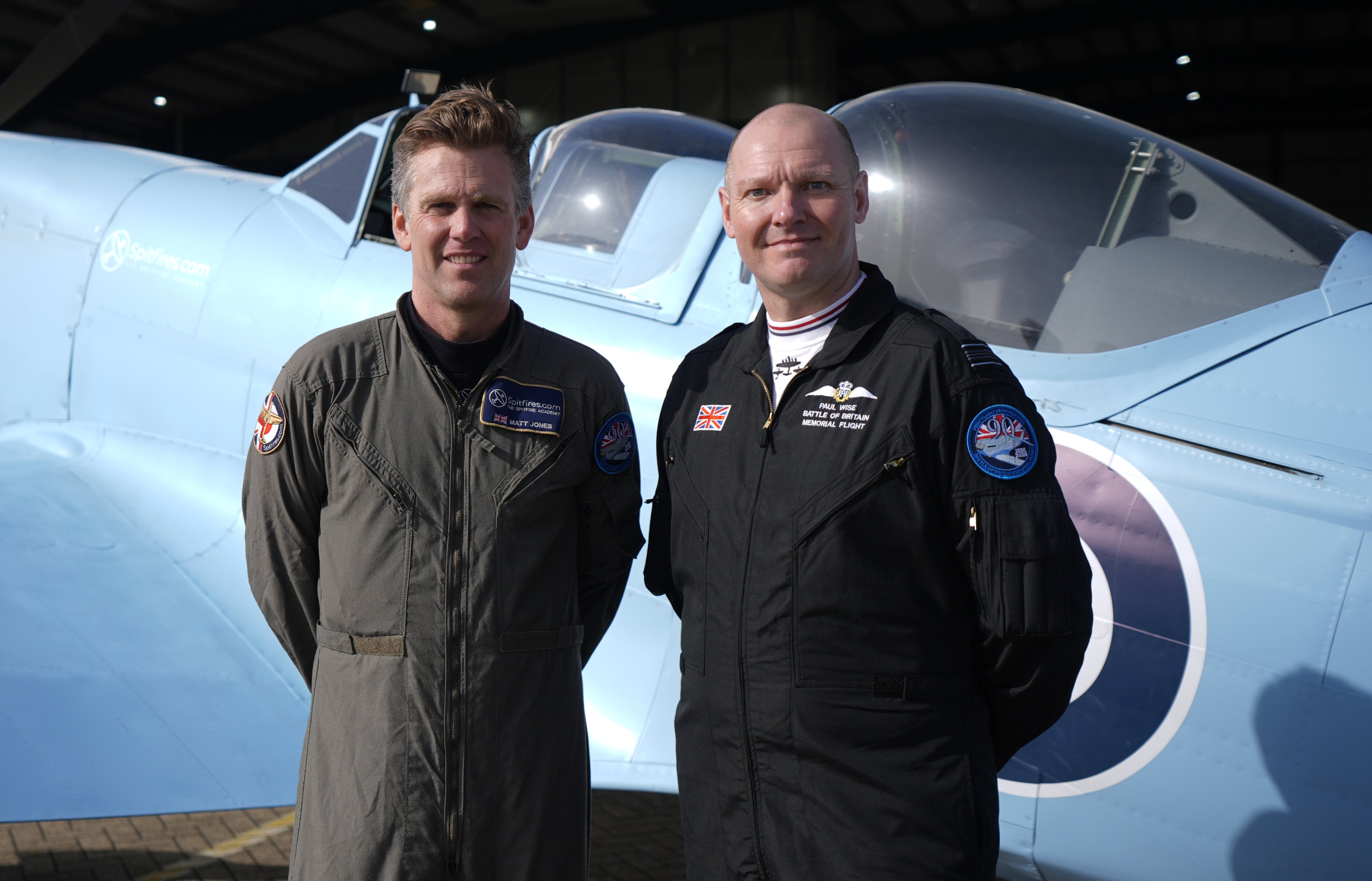 Pilot Matt Jones and Squadron Leader Paul Wise from the Battle of Britain Memorial Flight