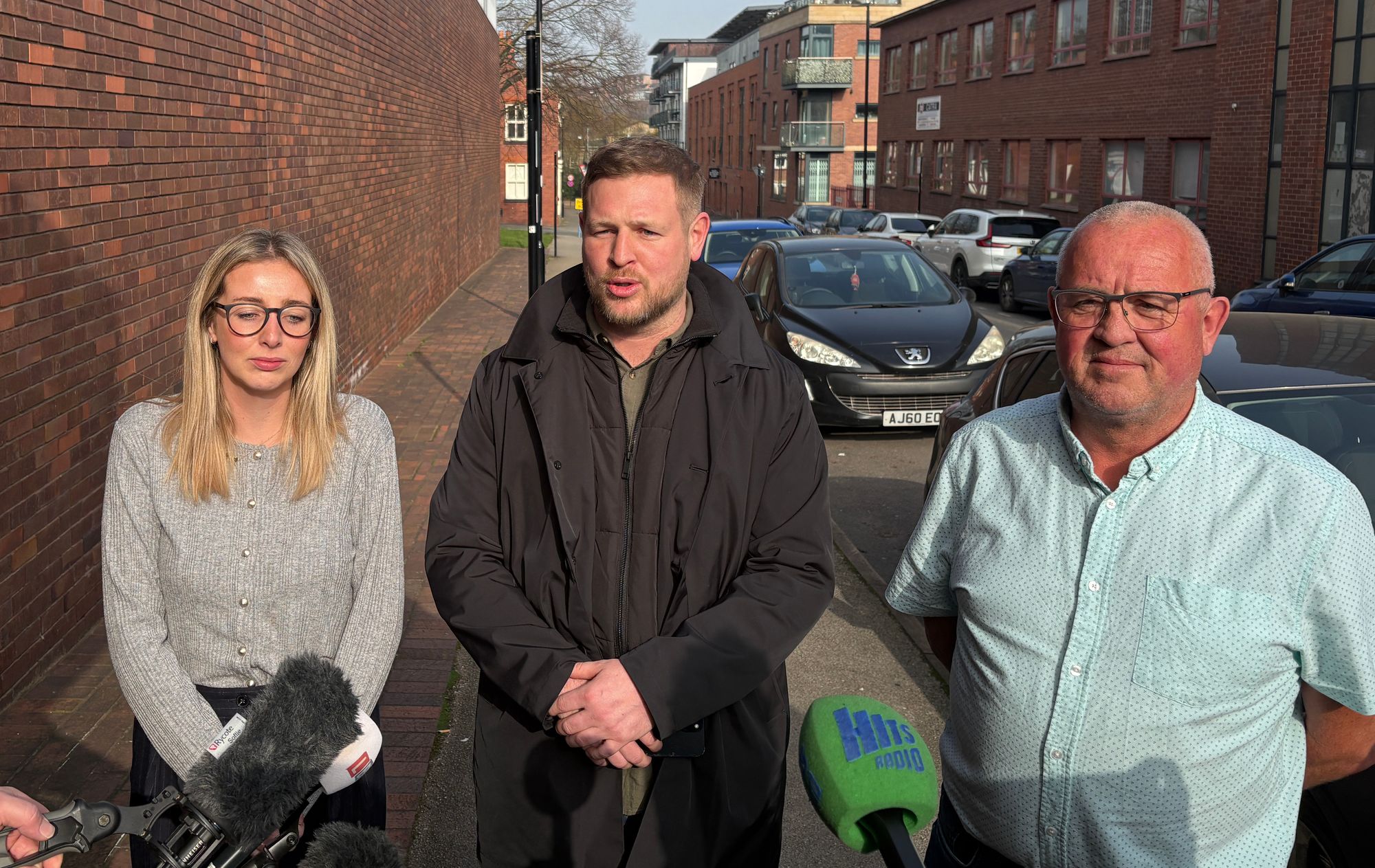 Miss Ford's family outside Sheffield Forensic Center on Thursday