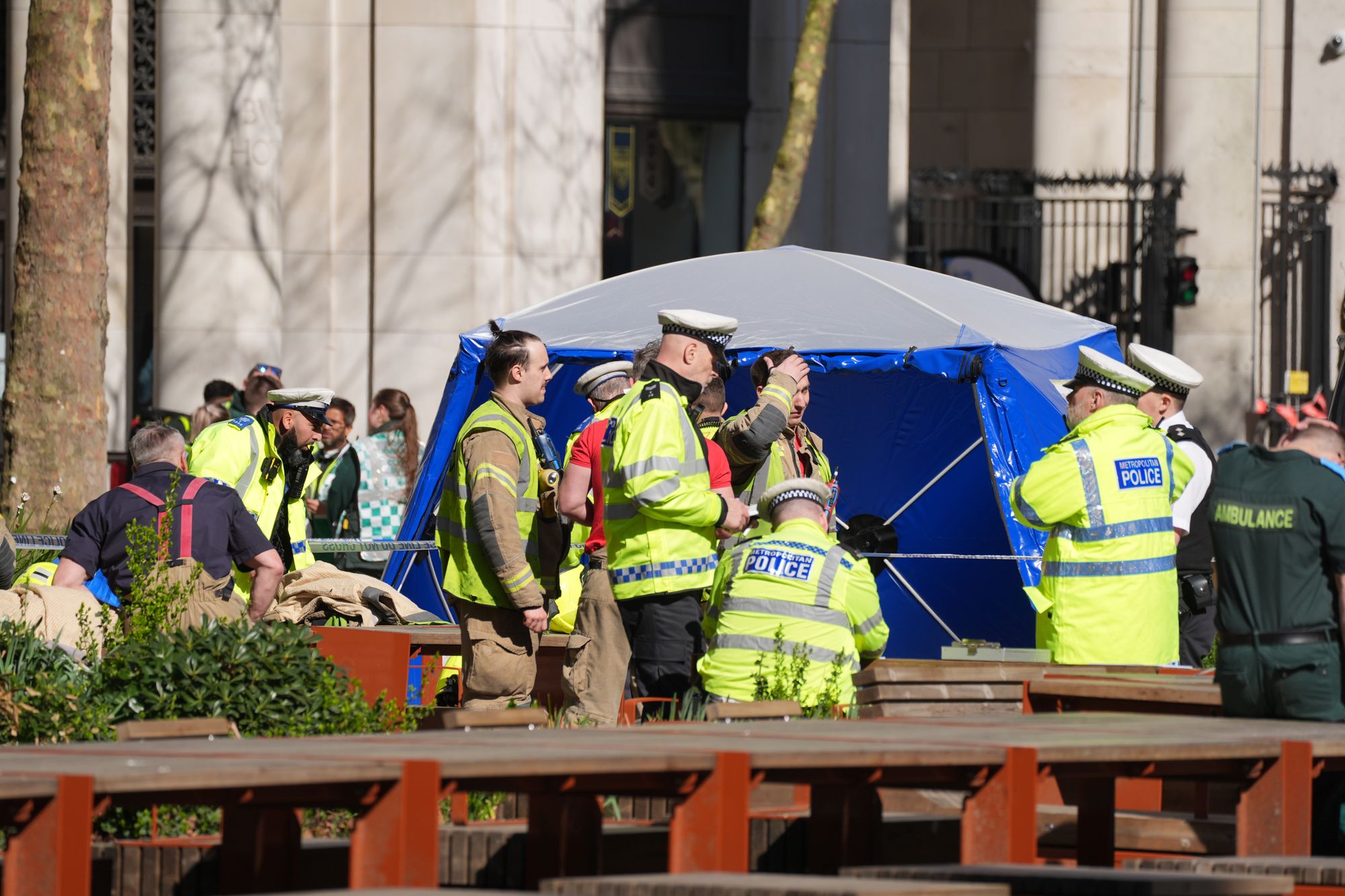 Crime scene involving a van on The Strand in central London