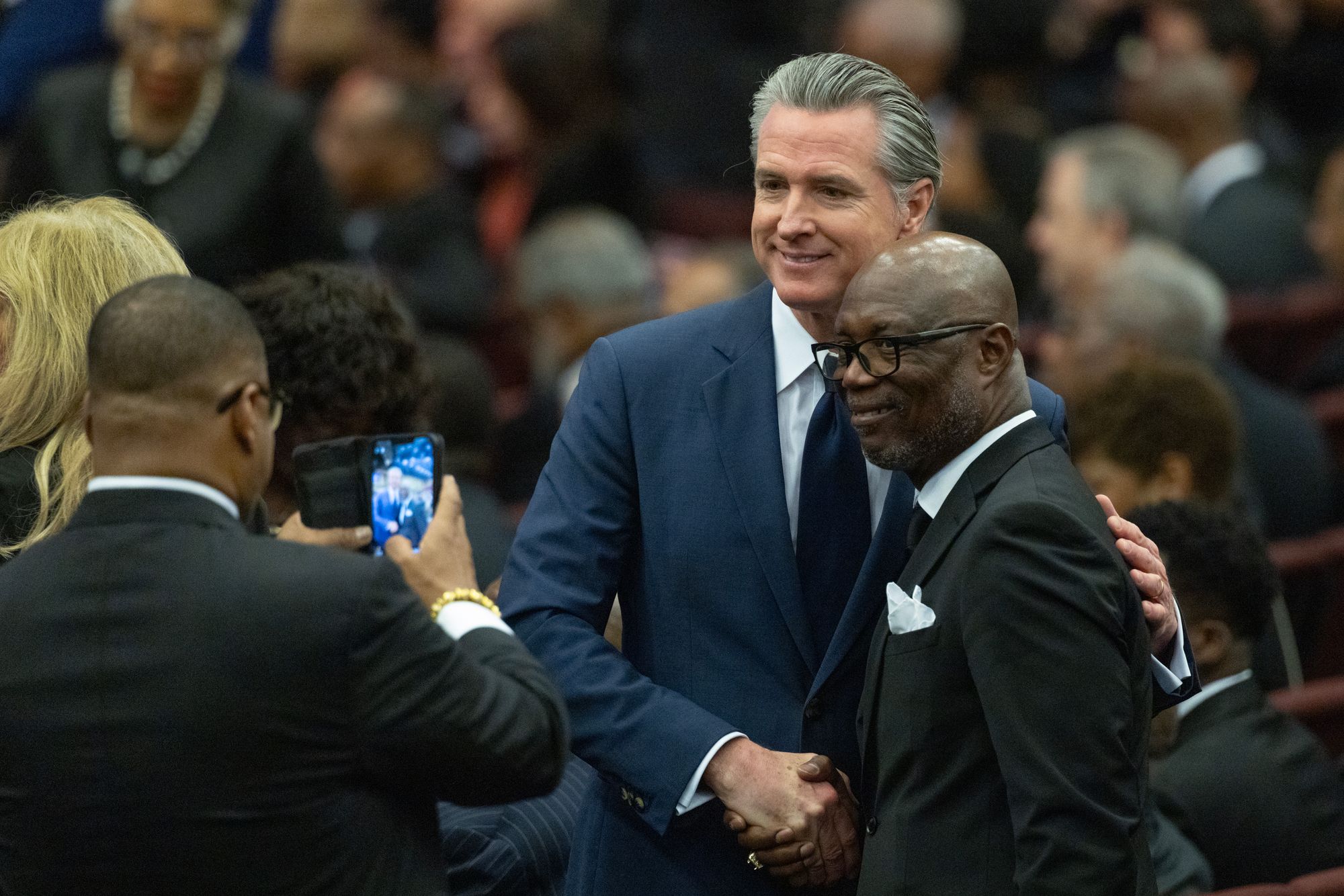California Gov. Gavin Newsom came to pay his respects to Jackson