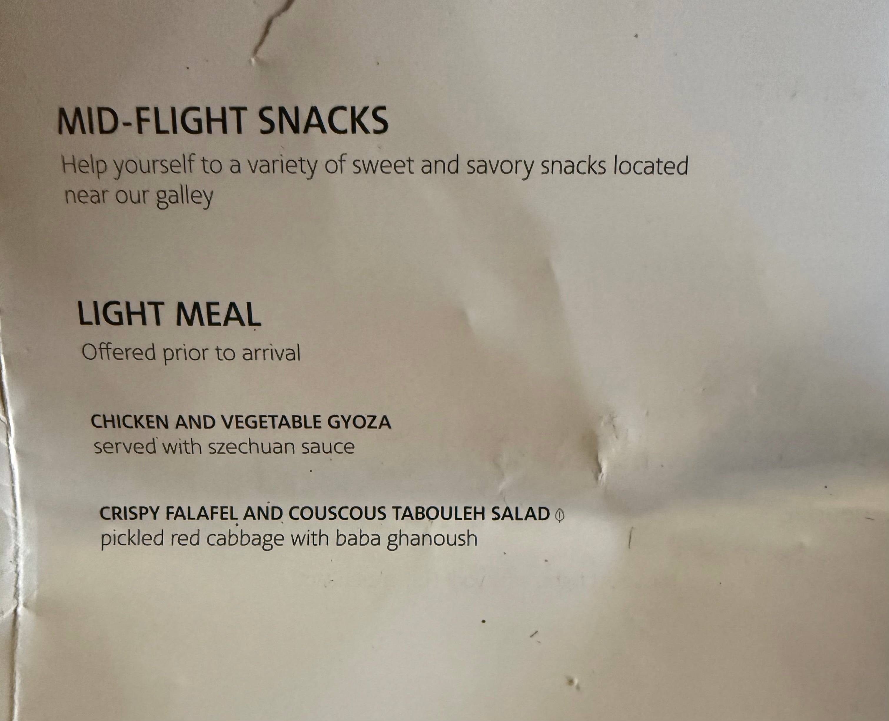 Wing says there was no allergen warning on the in-flight menu