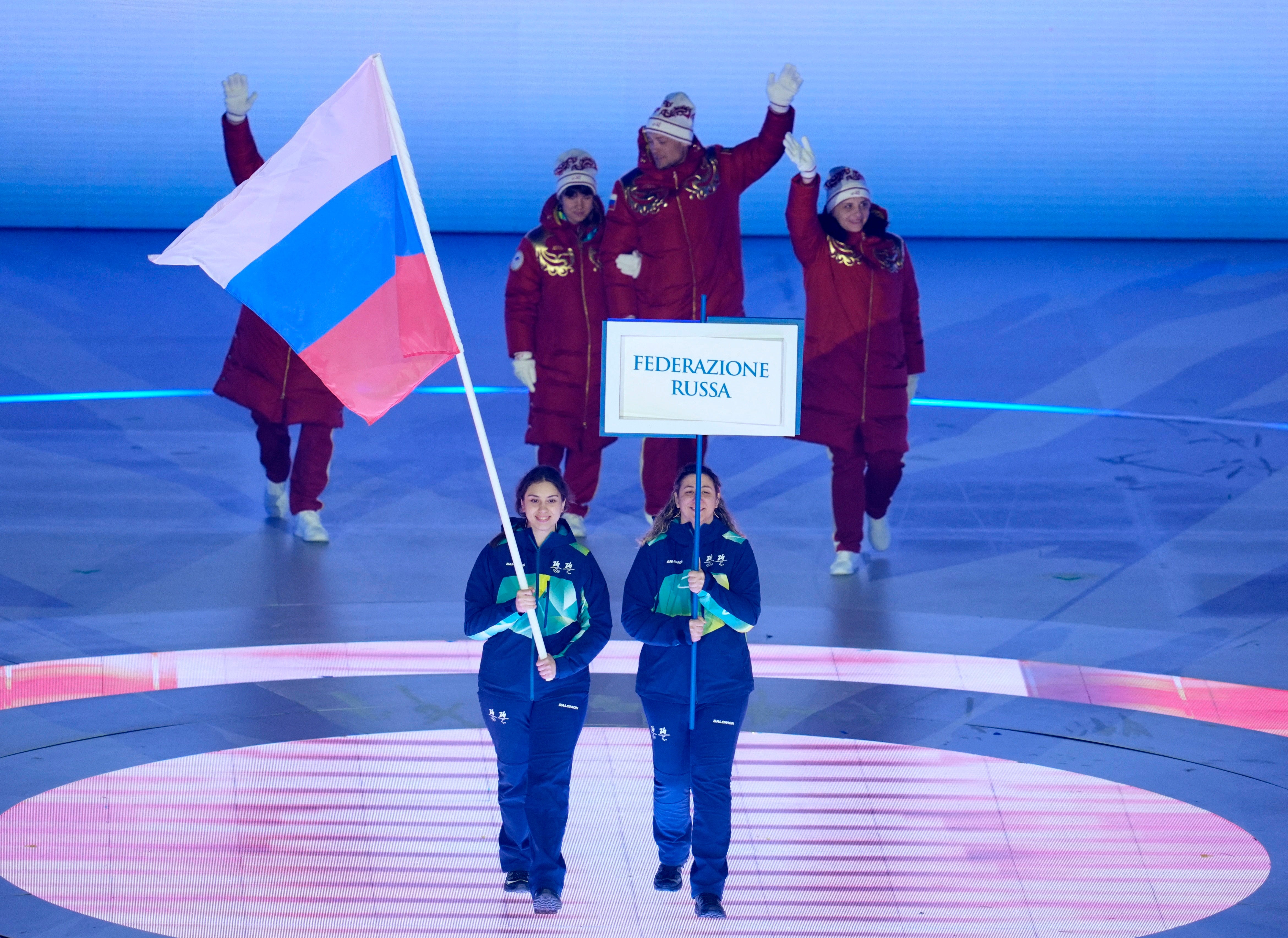 Russian athletes at the opening ceremony in Verona