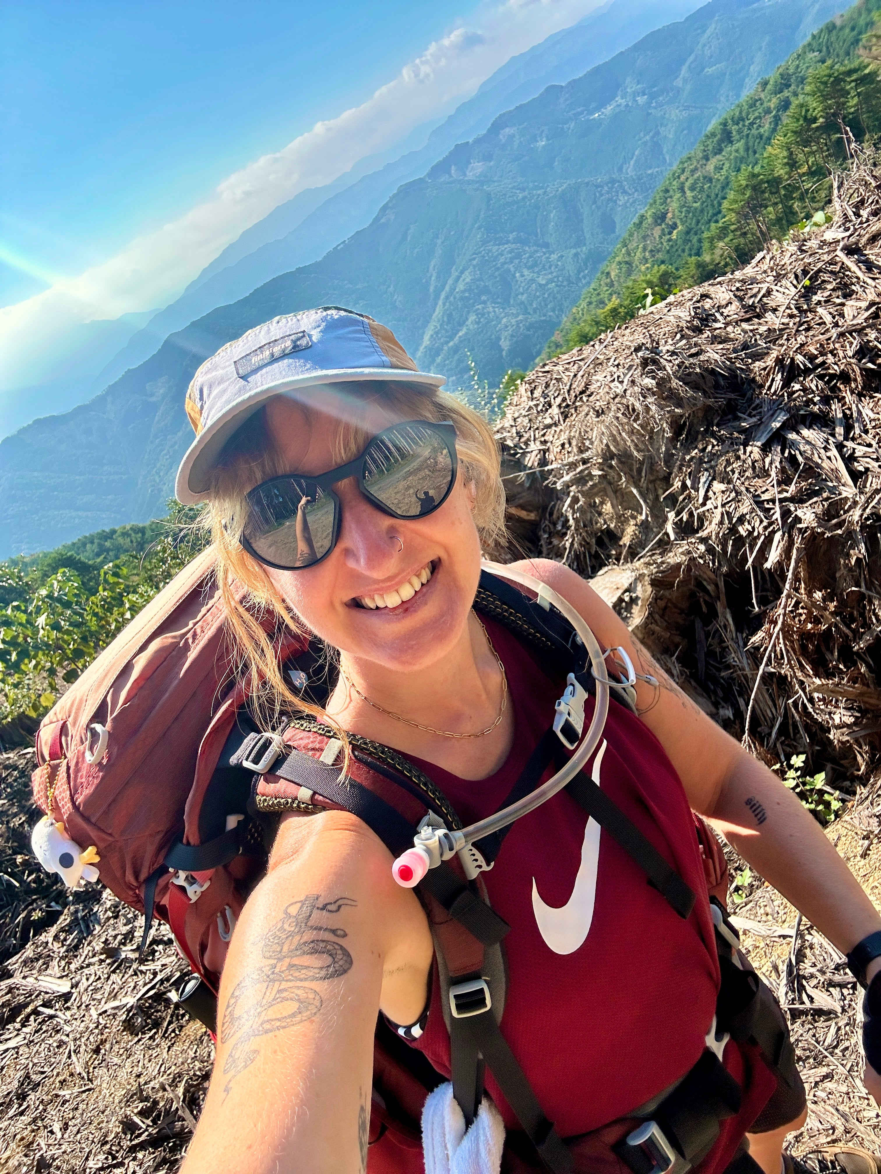 Samantha making the climb to temple 66, Miyoshi
