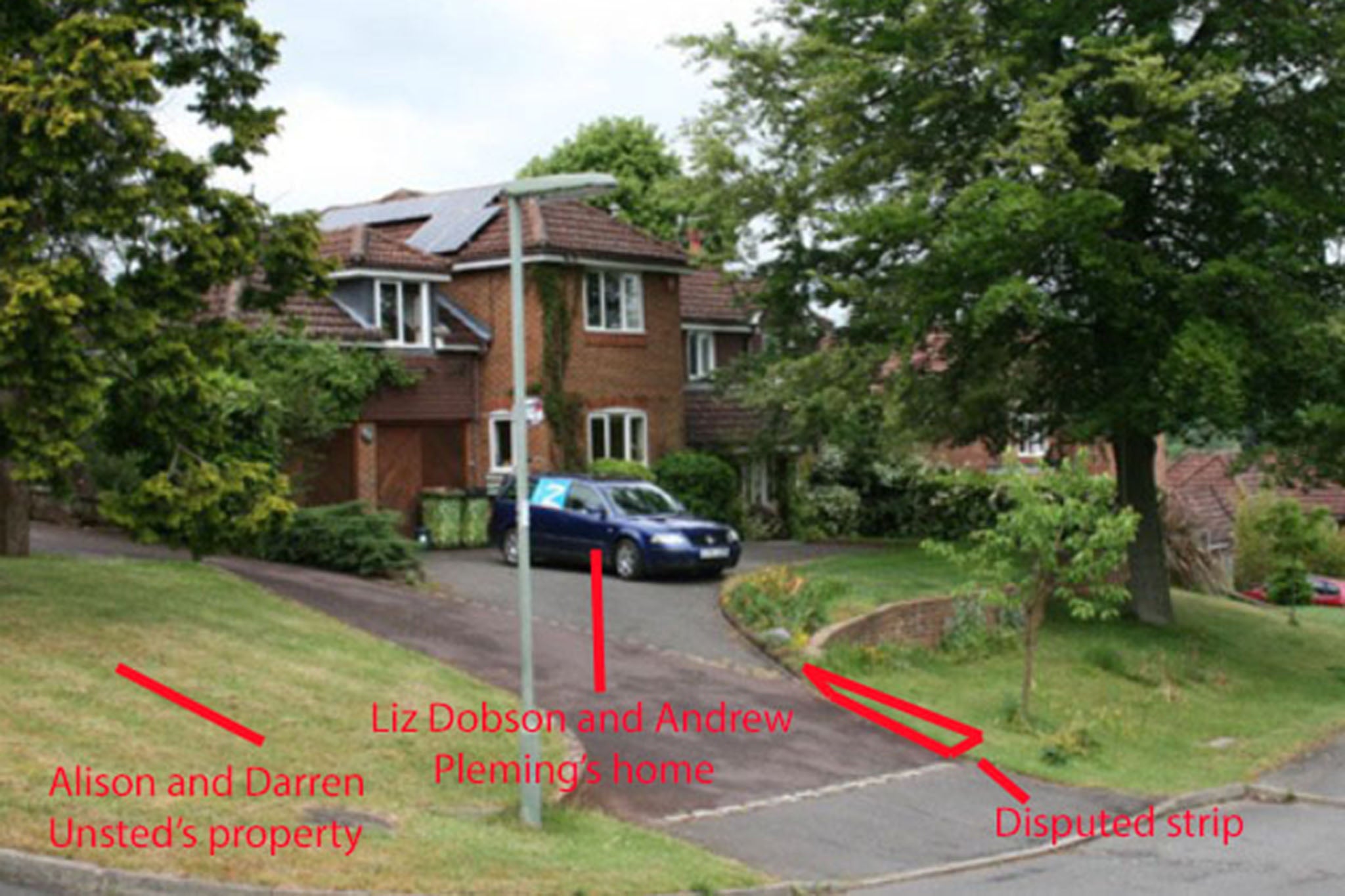 Disputed land in front of the house