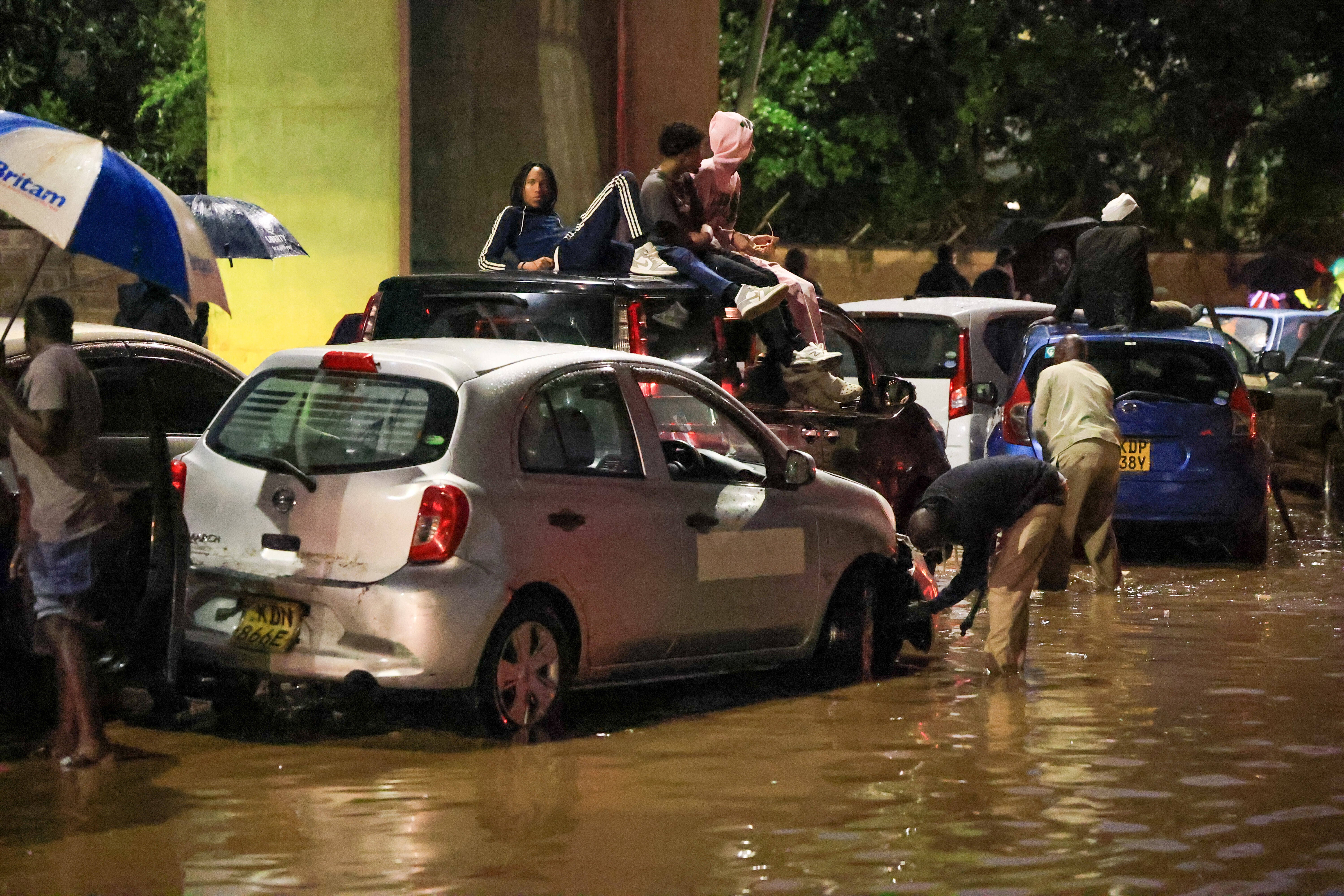 Locals were left stranded as heavy flood waters hit Nairobi