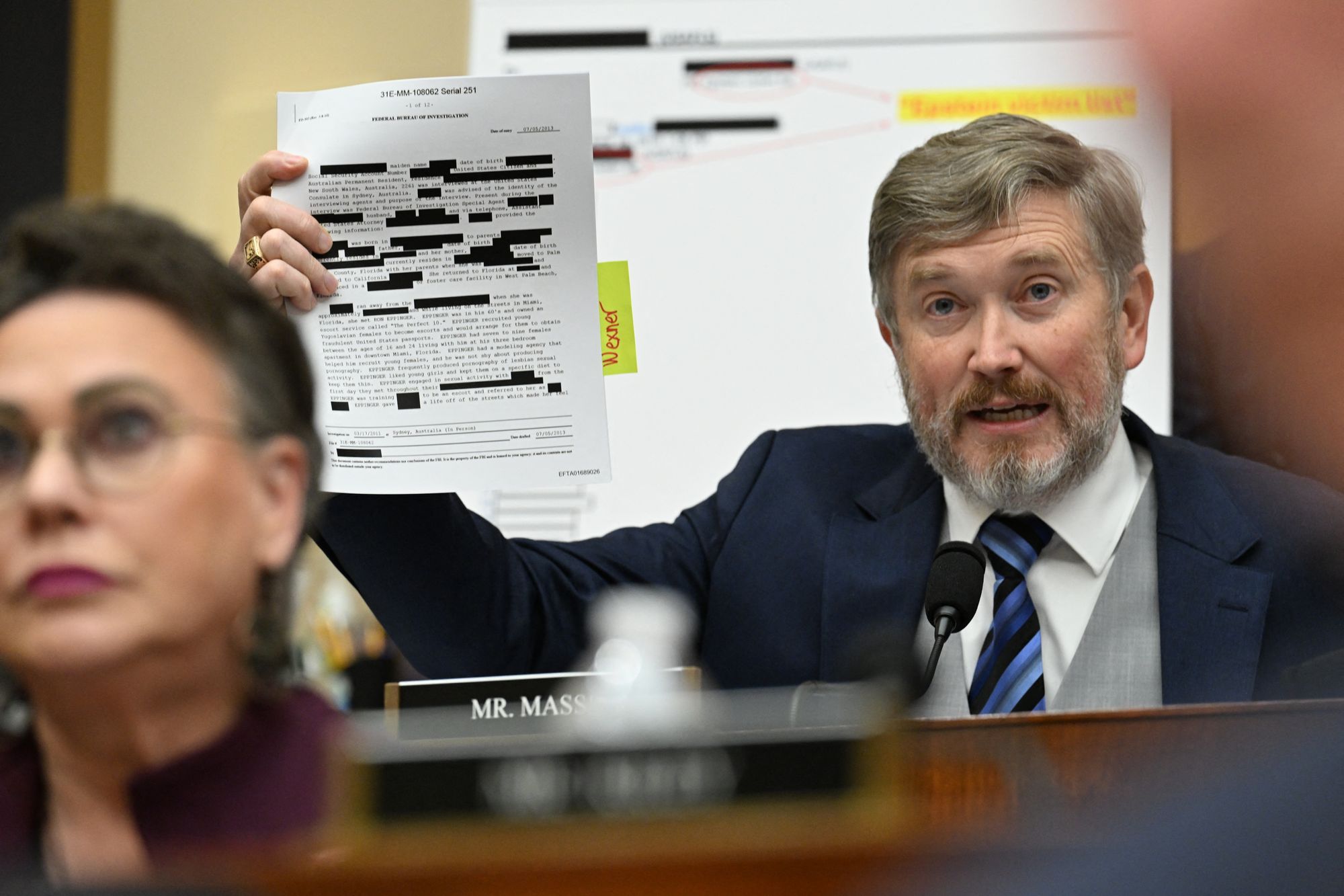 Rep. Thomas Massie, a Kentucky Republican, questioned Bondi about redactions in the Epstein files during a House Judiciary Committee hearing in February