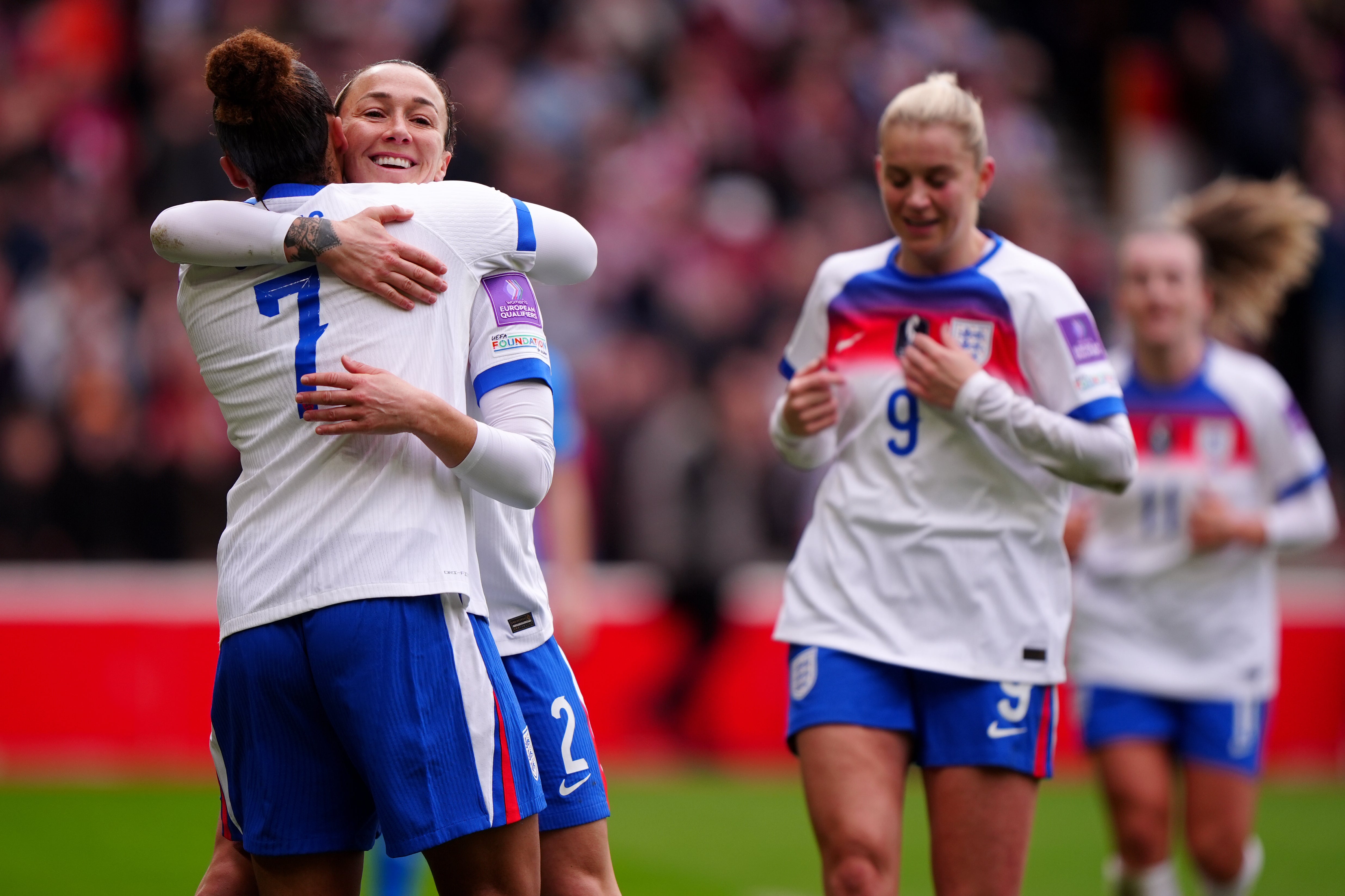 Bronze went third in the all-time Lionesses appearance rankings with her 145th cap and she marked the occasion with England’s opener following a commanding start by the home team at the City Ground