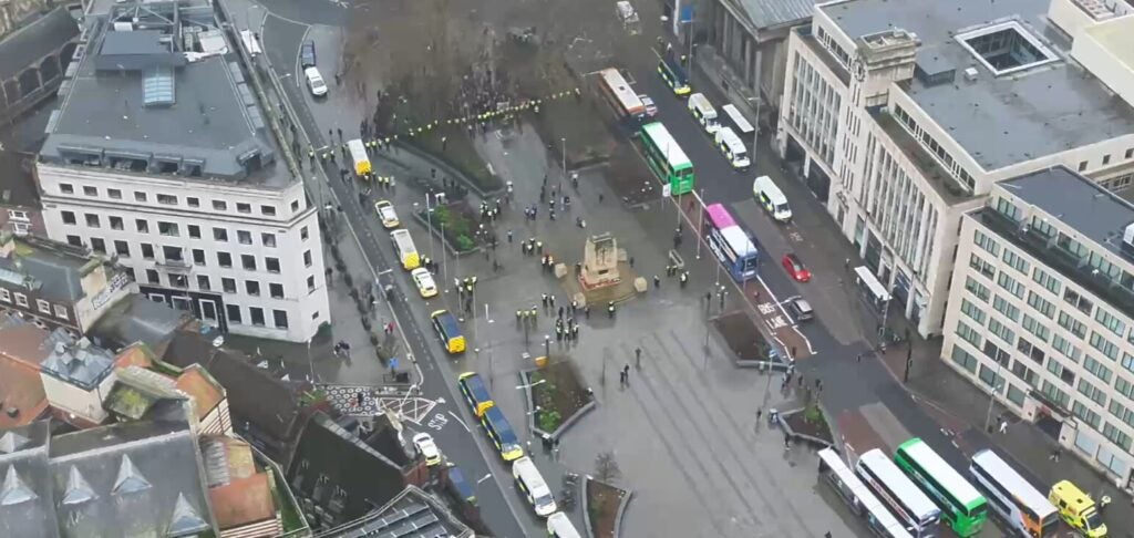 Avon and Somerset Police said officers encountered a number of points of resistance, where chaos broke out between the two sides and items were thrown at officers.