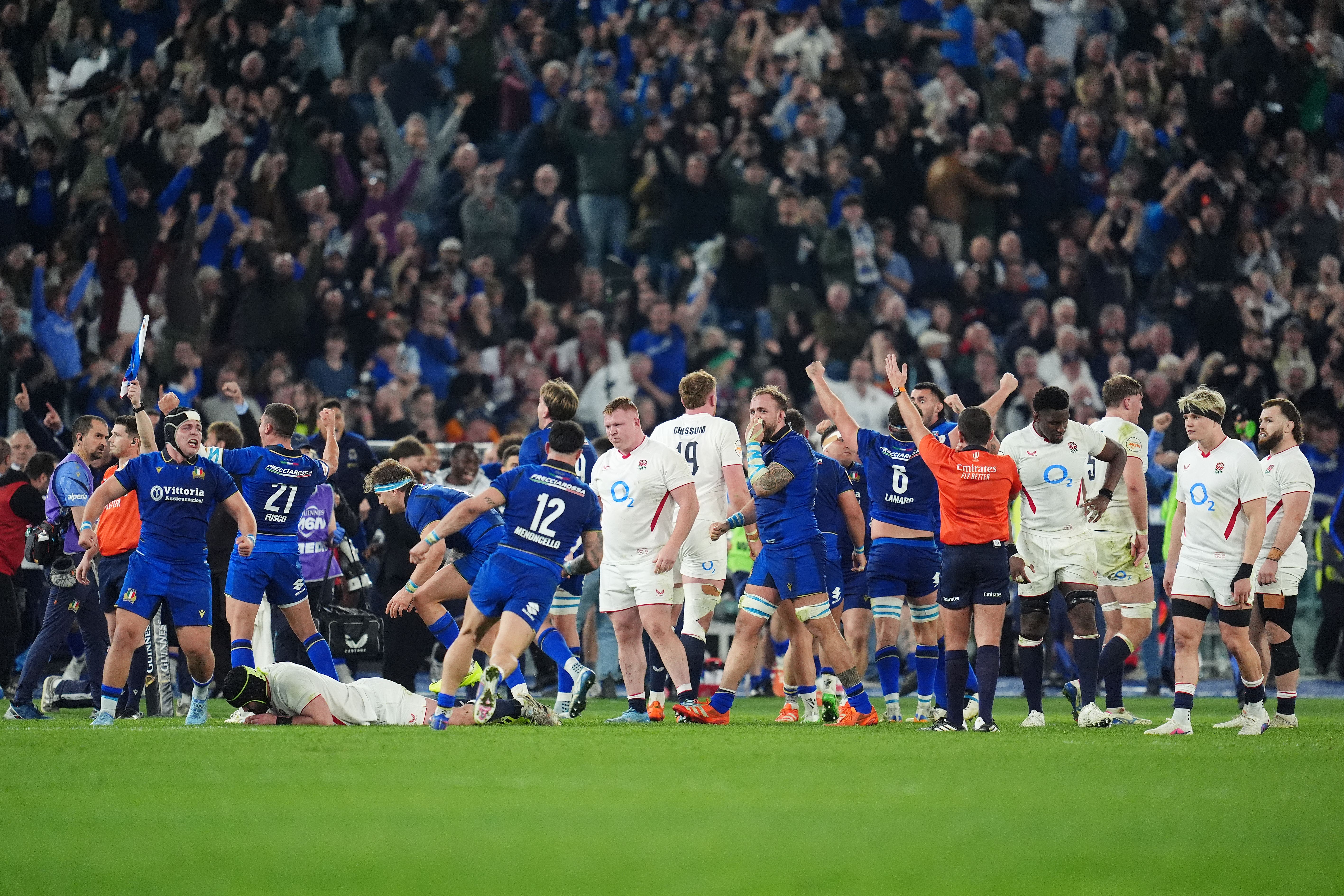 A jubilant Italy celebrated a historic win over England