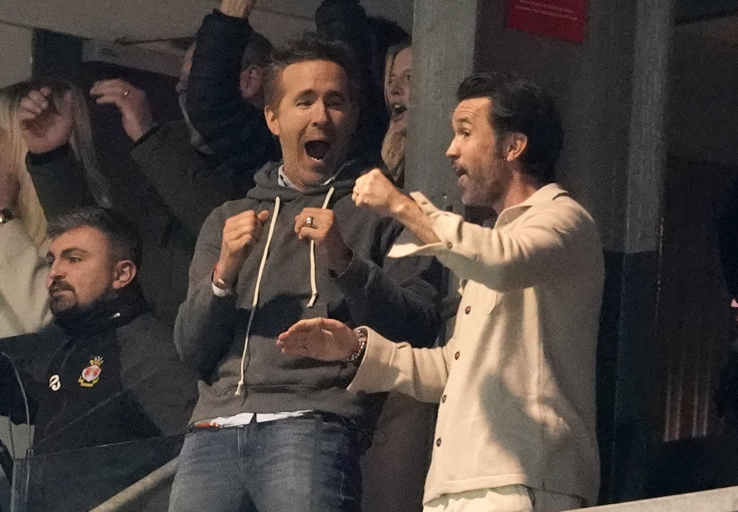 Ryan Reynolds and Rob Mac watched on in north Wales