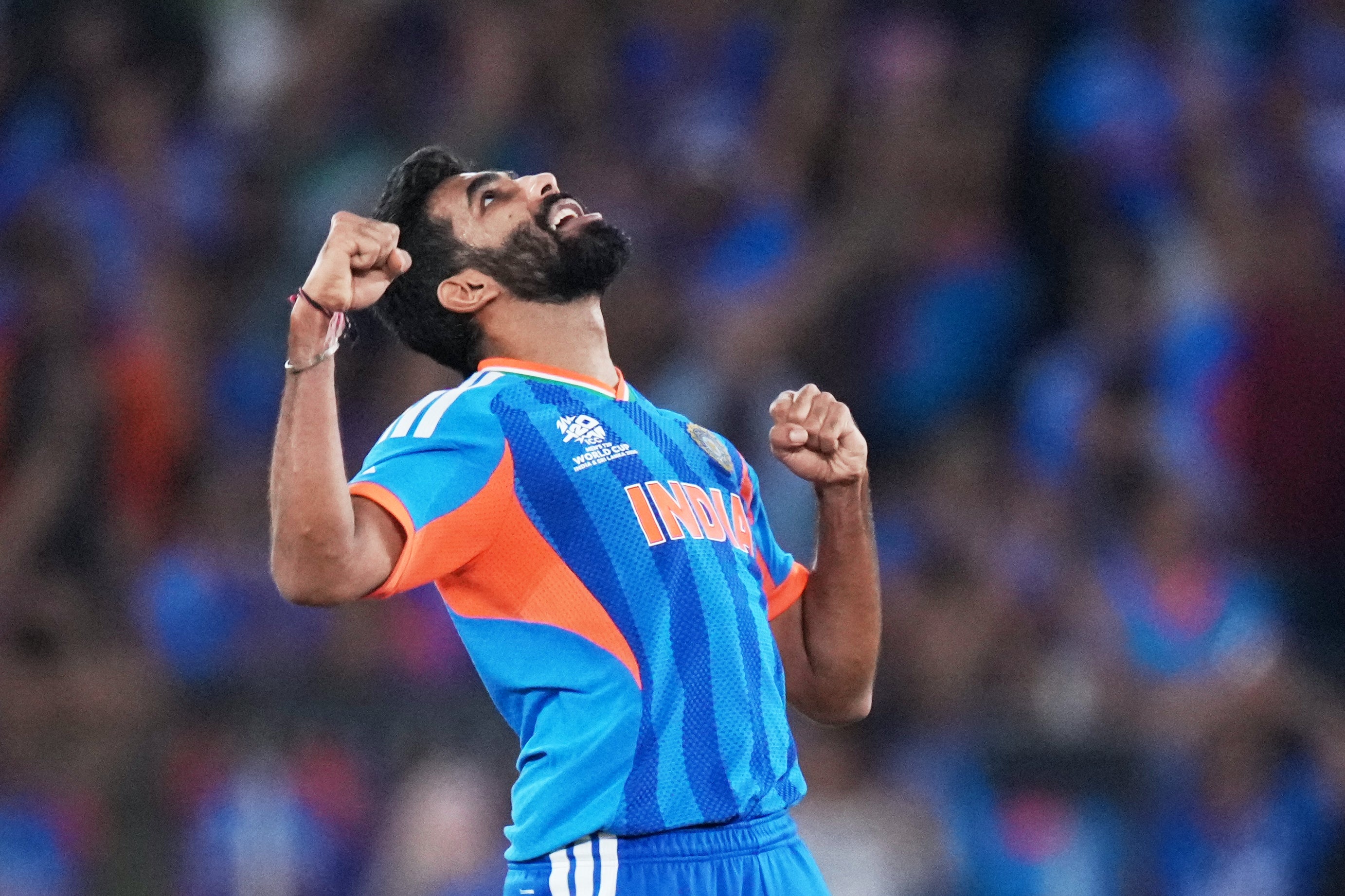 Jasprit Bumrah celebrates during the World Cup final