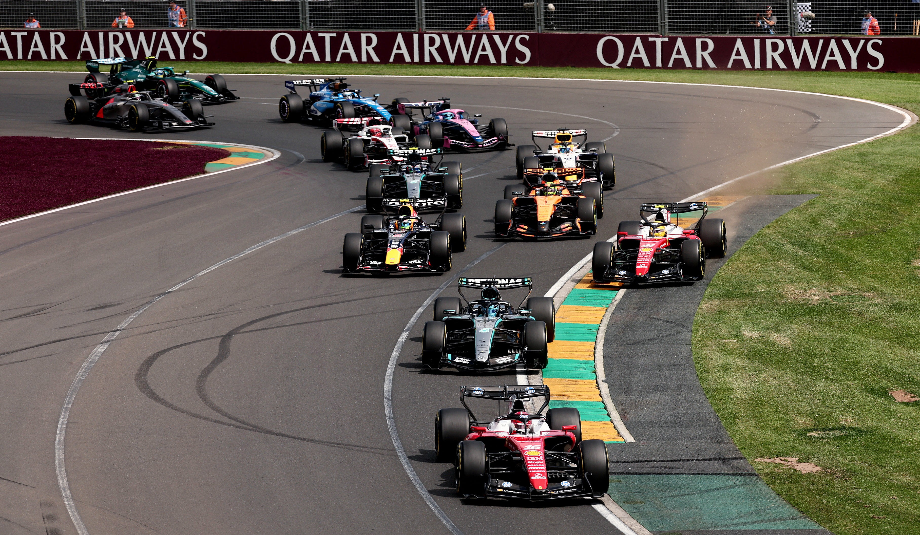 F1 Australian GP live: Leclerc snatches lead from Hamilton and Russell