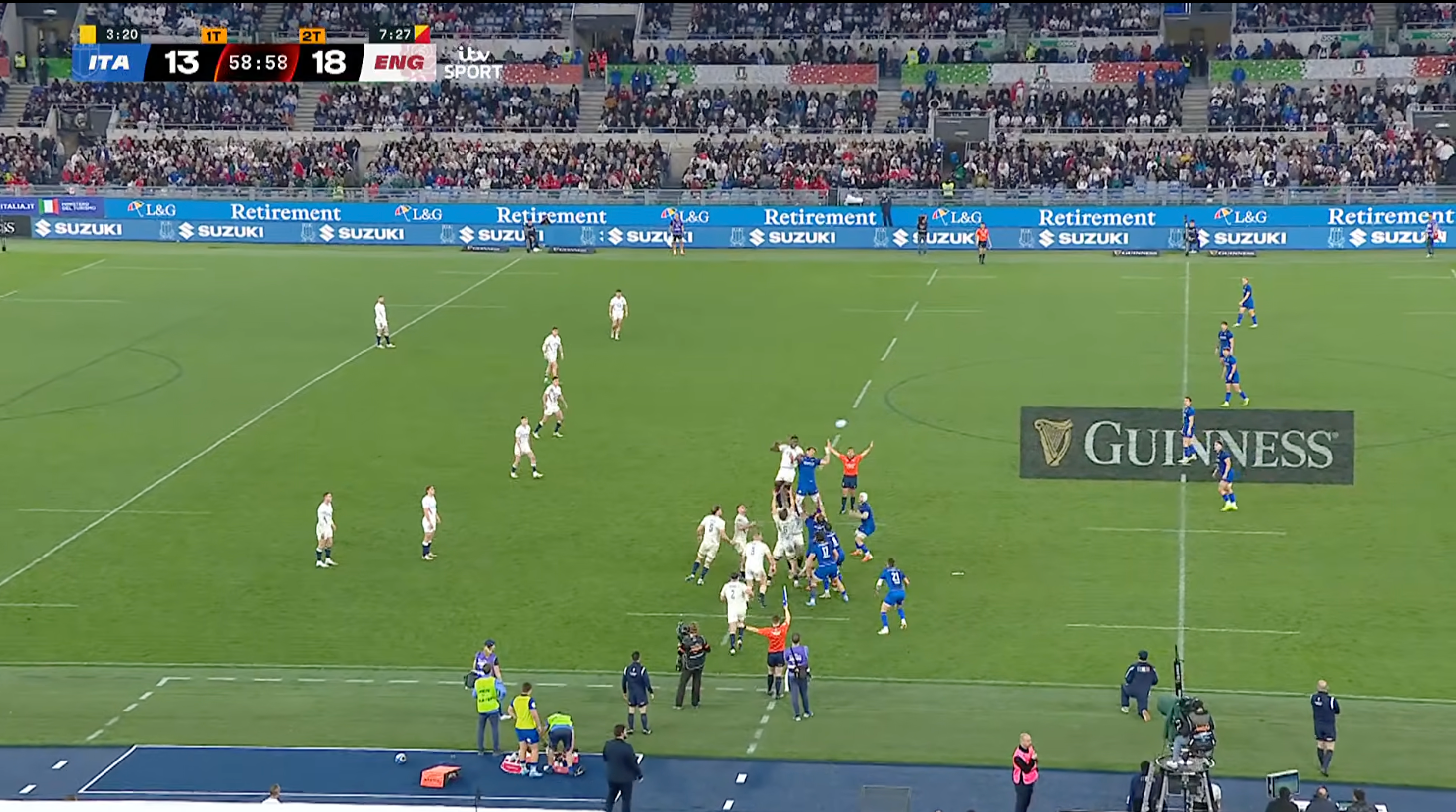 England's lineout is stolen with Maro Itoje beaten in the air