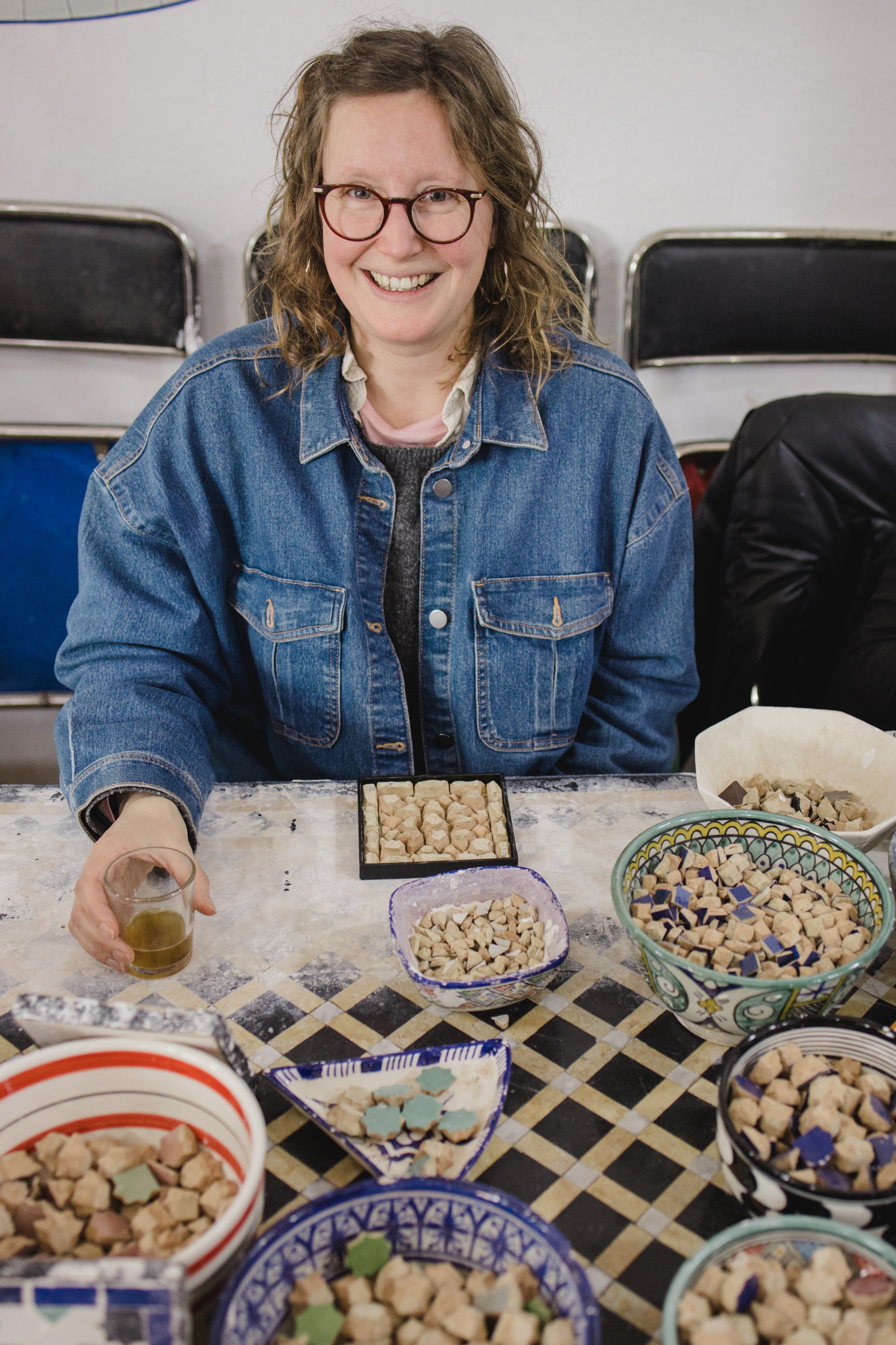 Ella making a mosaic.
