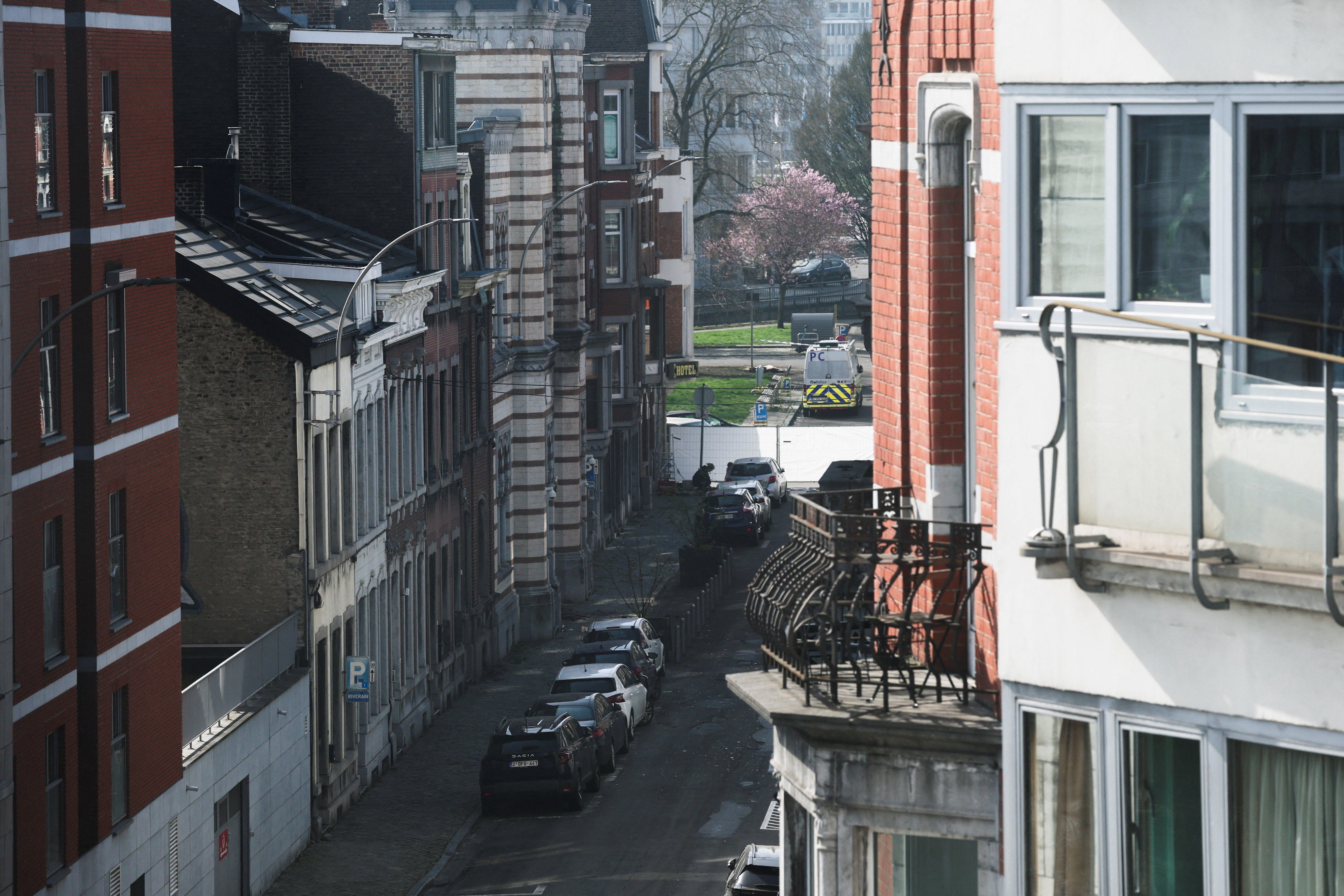 A synagogue damaged by an explosion early on Monday, in Liege, Belgium