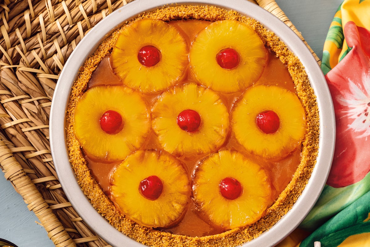 It's a little taste of Hawaii in a pie. Coconut custard meets pineapple upside-down topping