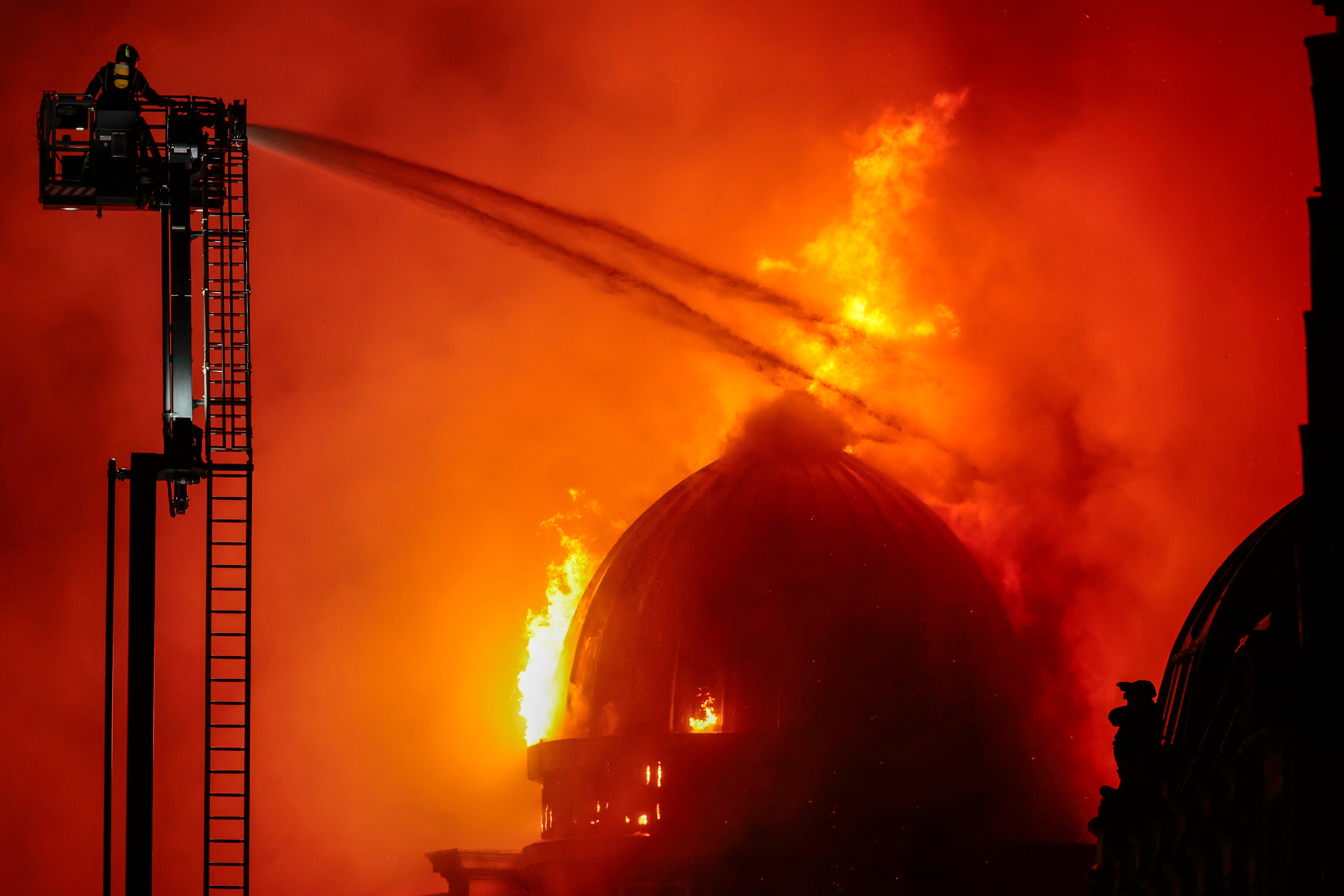 The Fire Brigade fight a blaze in the vicinity of Central Station