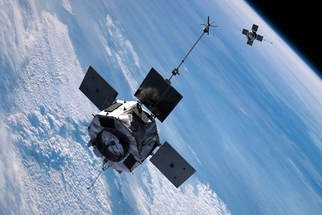 <p>Ilustración artística de las sondas Van Allen de la NASA</p>