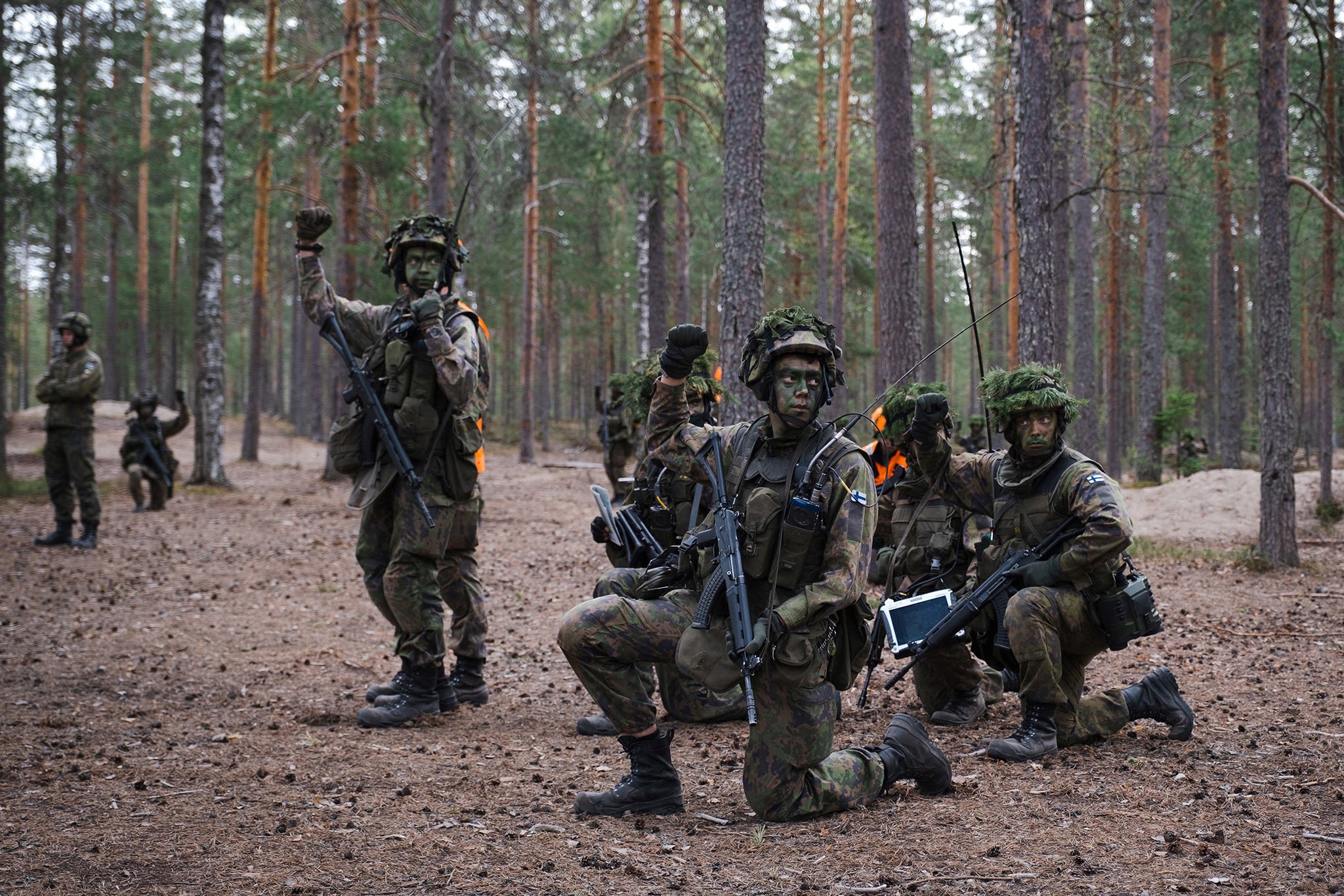 Finnish conscripts during a training session – military service is compulsory for all men