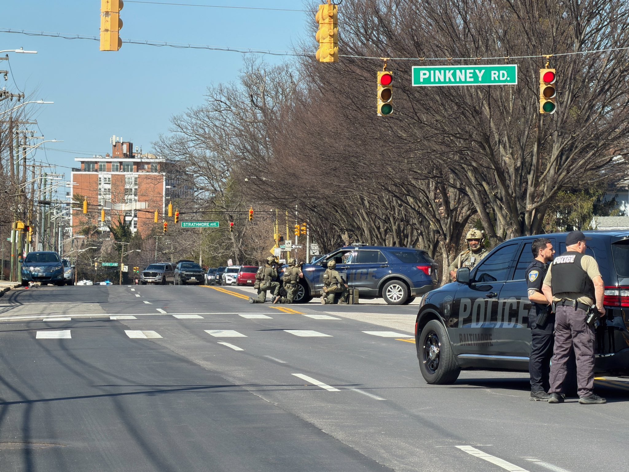 A police officer has been shot in what authorities say was an ‘active shooter incident’ near a synagogue in Maryland