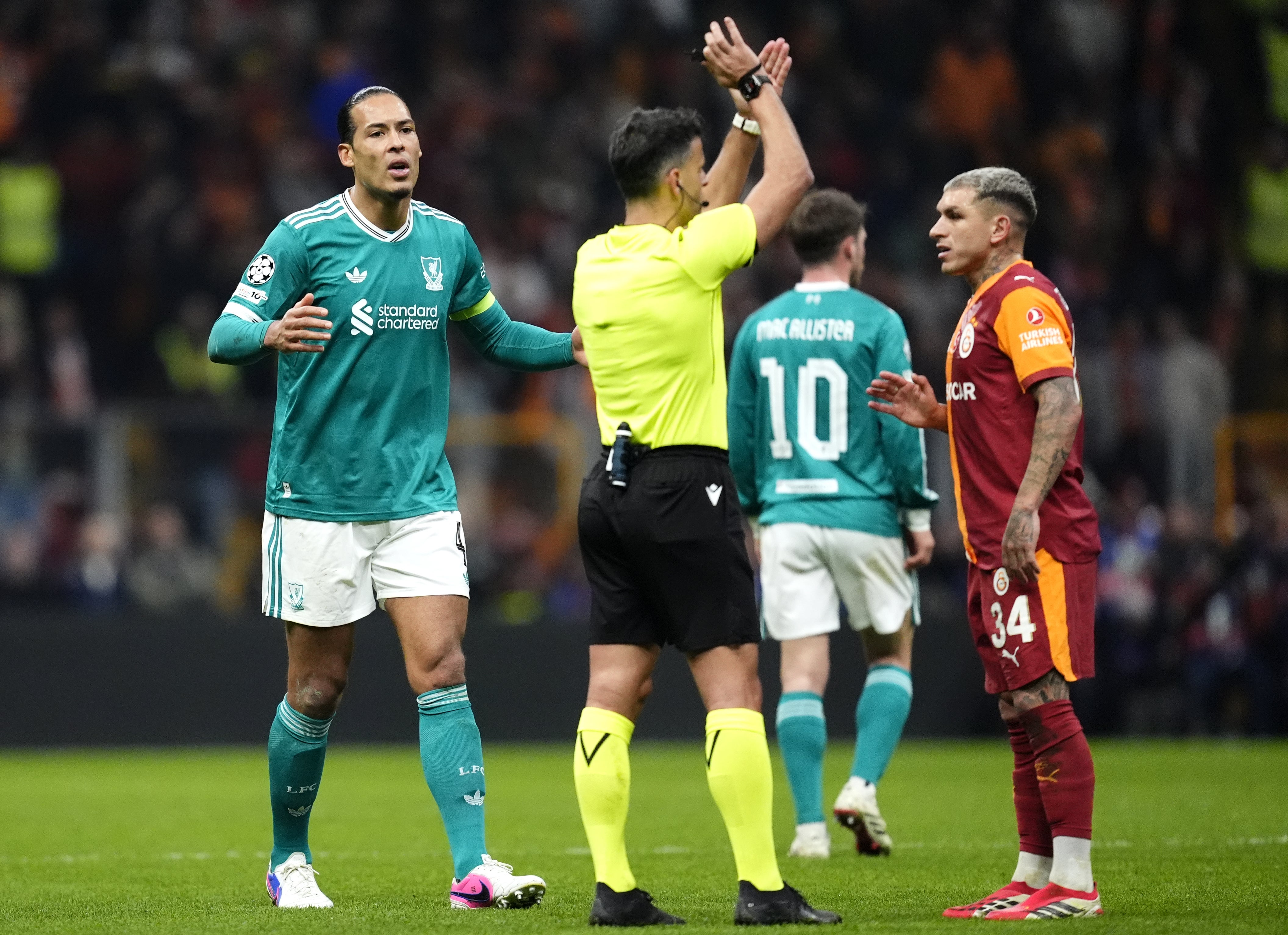 Liverpool had a second half effort ruled out for handball after a VAR check (AP)